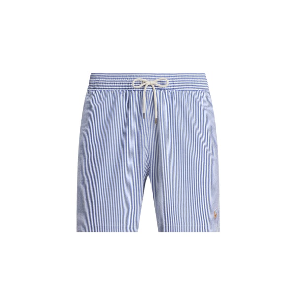 Polo Ralph Lauren White/blue Striped Swim Trunks In Light Blue
