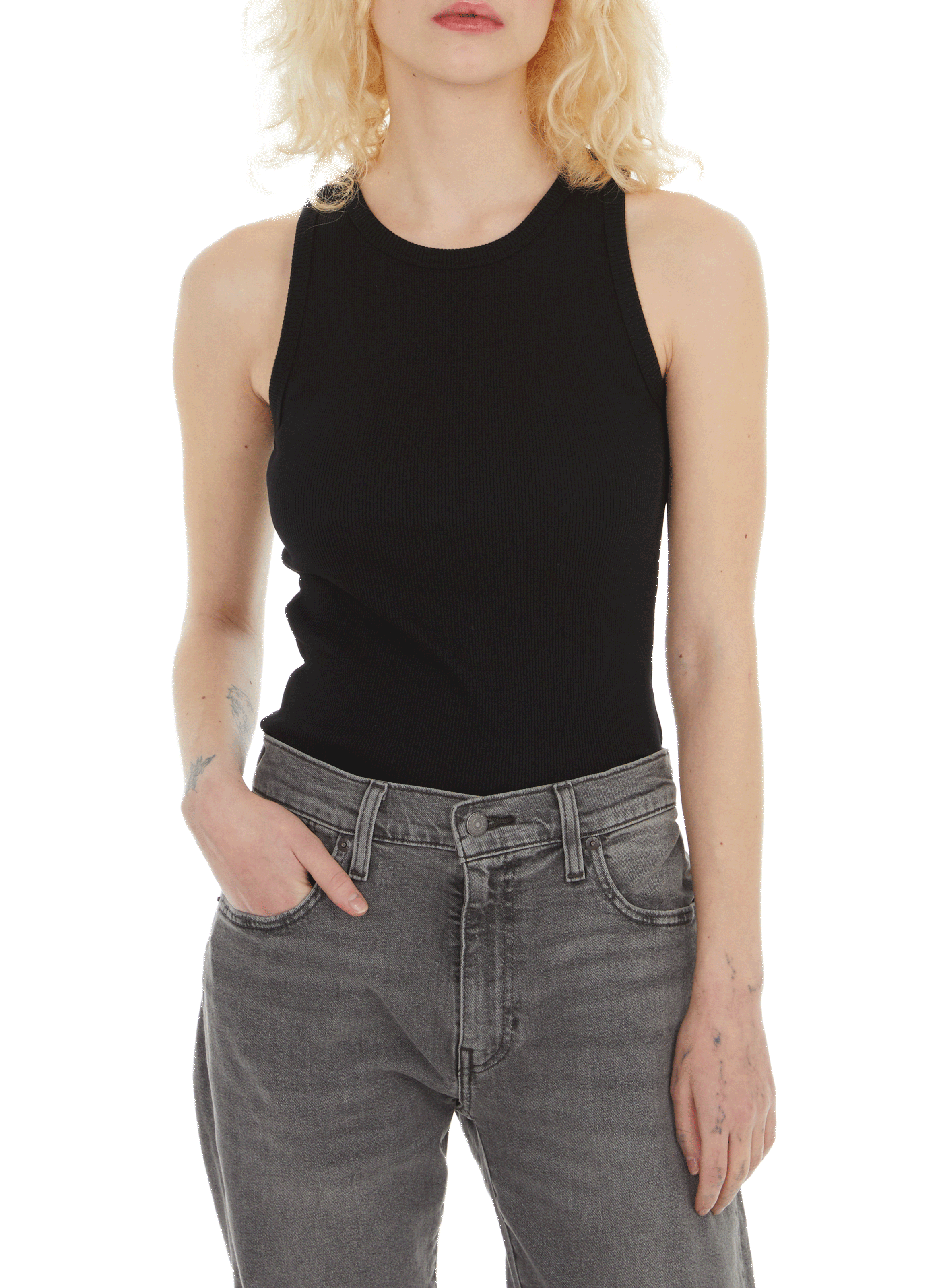 Cotton tank top SAISON 1865 Black