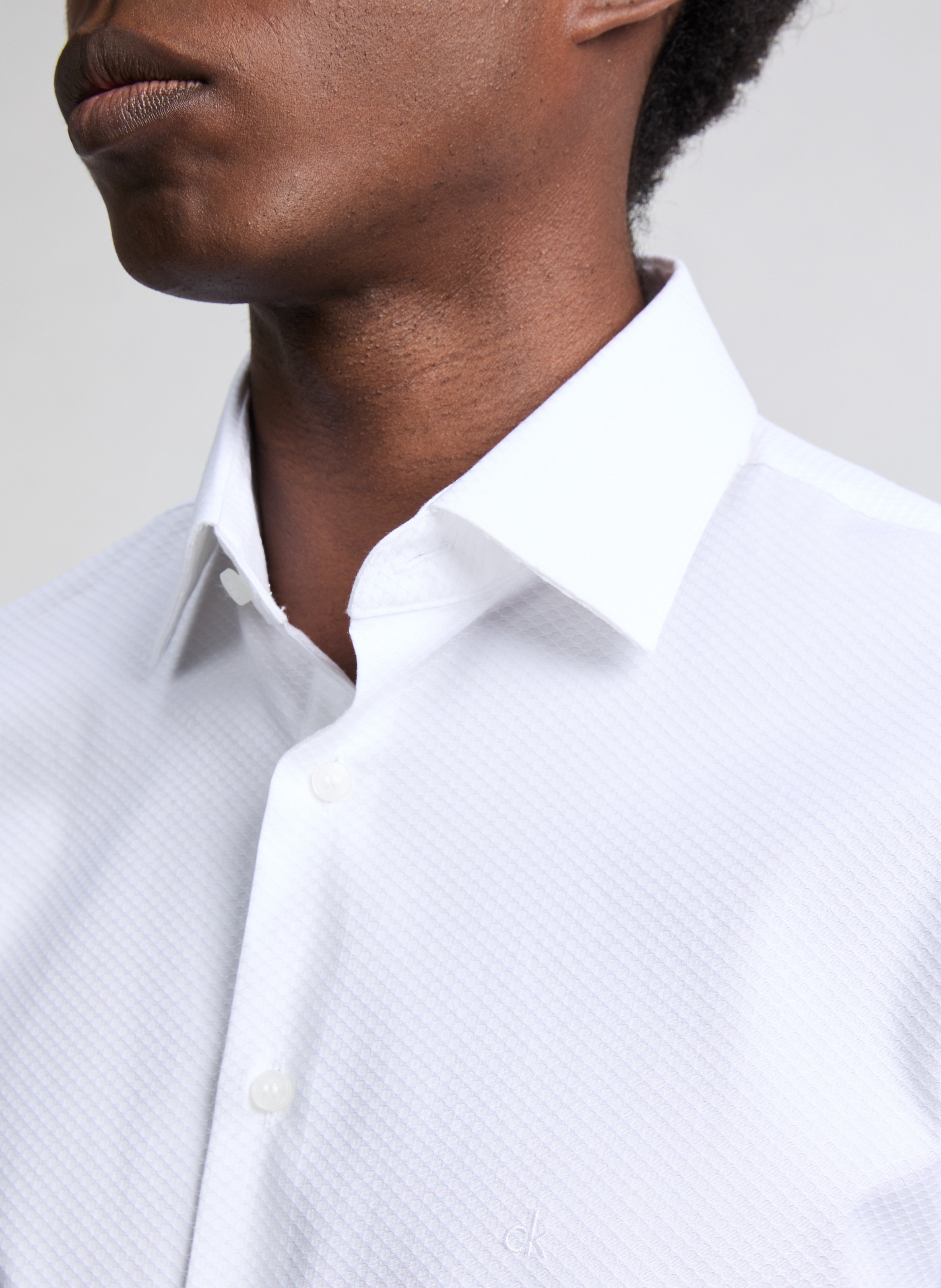Chemise texturée en coton mélangé  CALVIN KLEIN Blanc