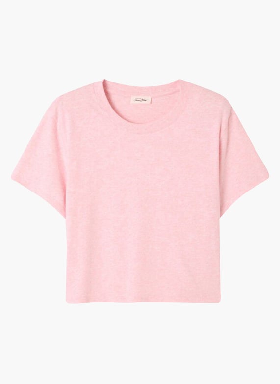 Tee shirt chiné col rond en coton mélangé ypawood Rose American vintage - Femme Tee shirt chiné col rond en coton mélangé ypawood Rose American vintage - Femme