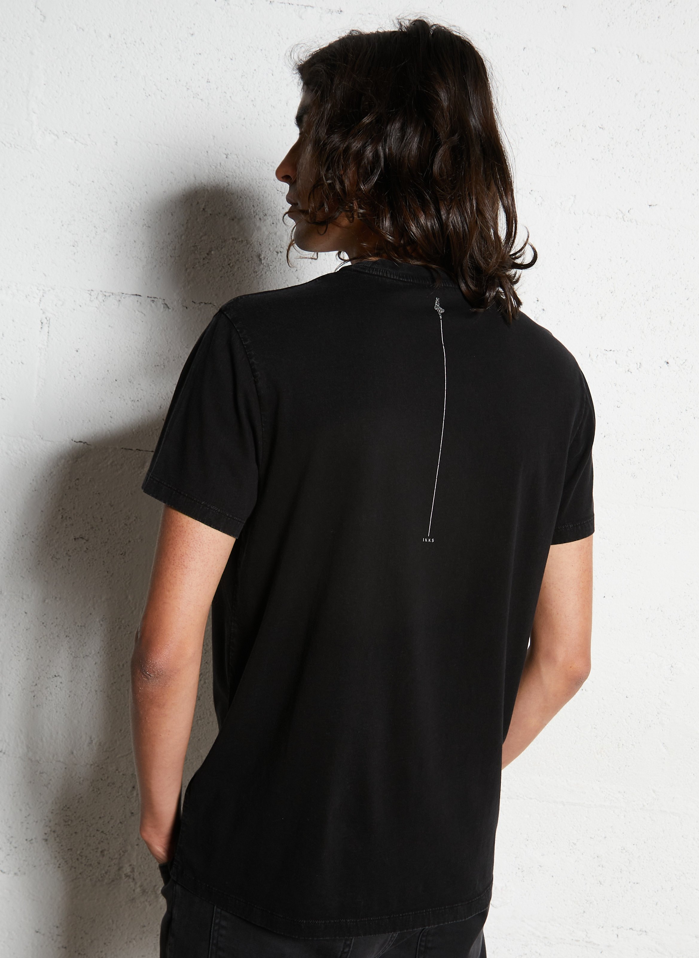 Tee-shirt droit en coton sérigraphié IKKS Noir