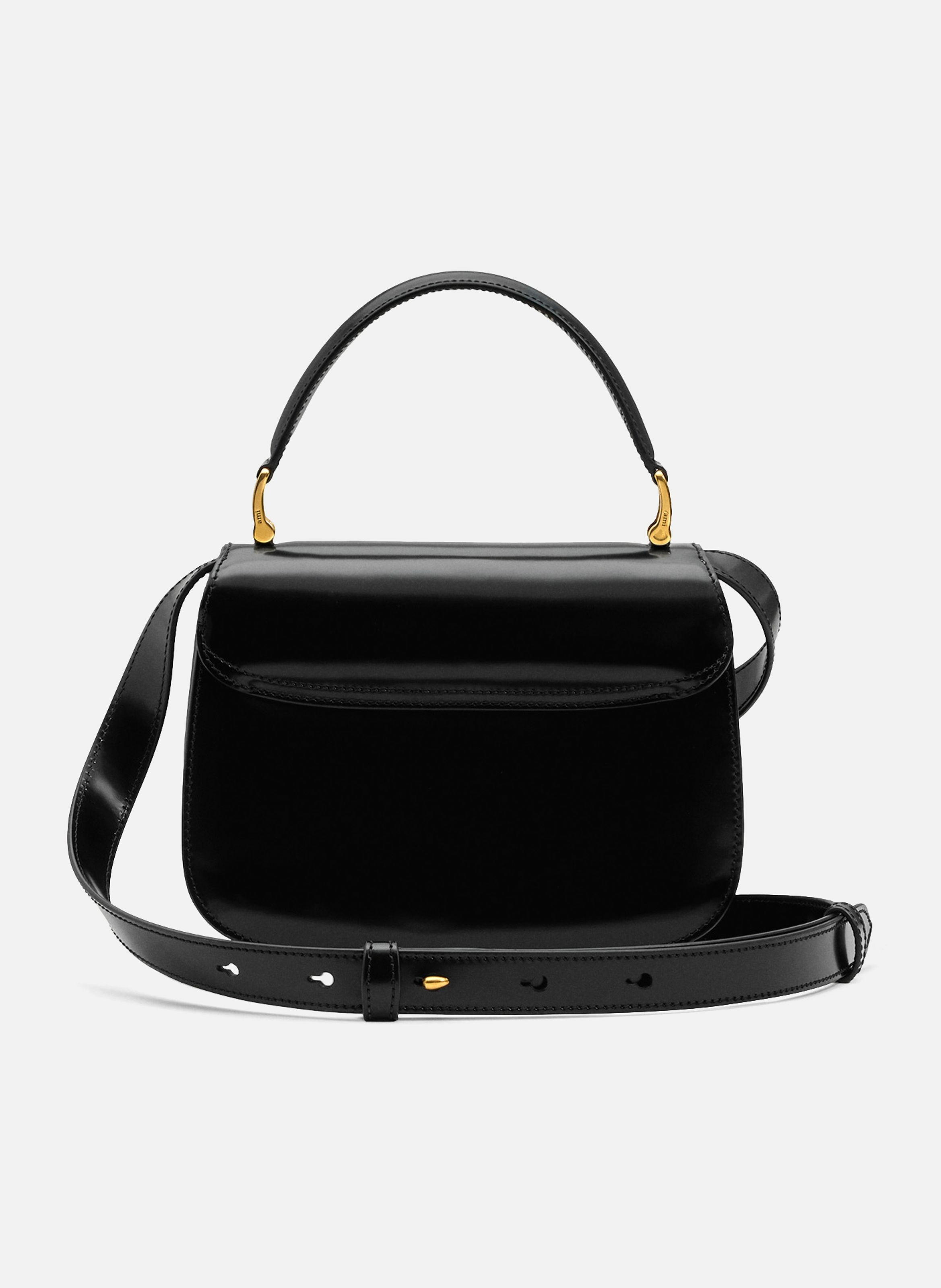 Sac Top Handle Paris Paris En Cuir Glacé unisexe AMI PARIS Noir