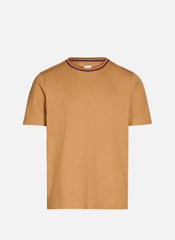 T-shirt bandes colorées sur col Marron by PAUL SMITH PAUL SMITH T-shirt bandes colorées sur col Marron