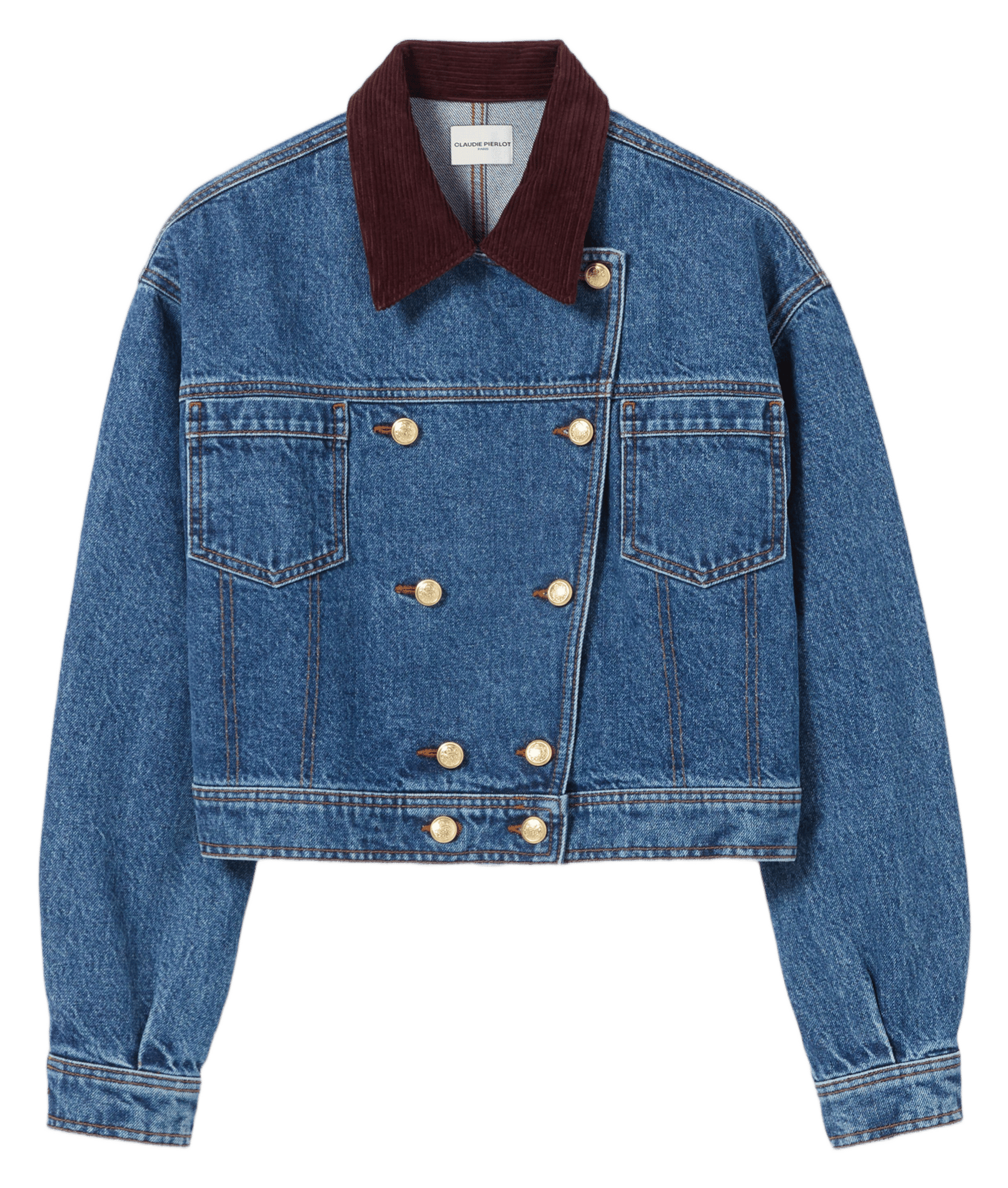 Veste en jean droite en coton CLAUDIE PIERLOT Bleu