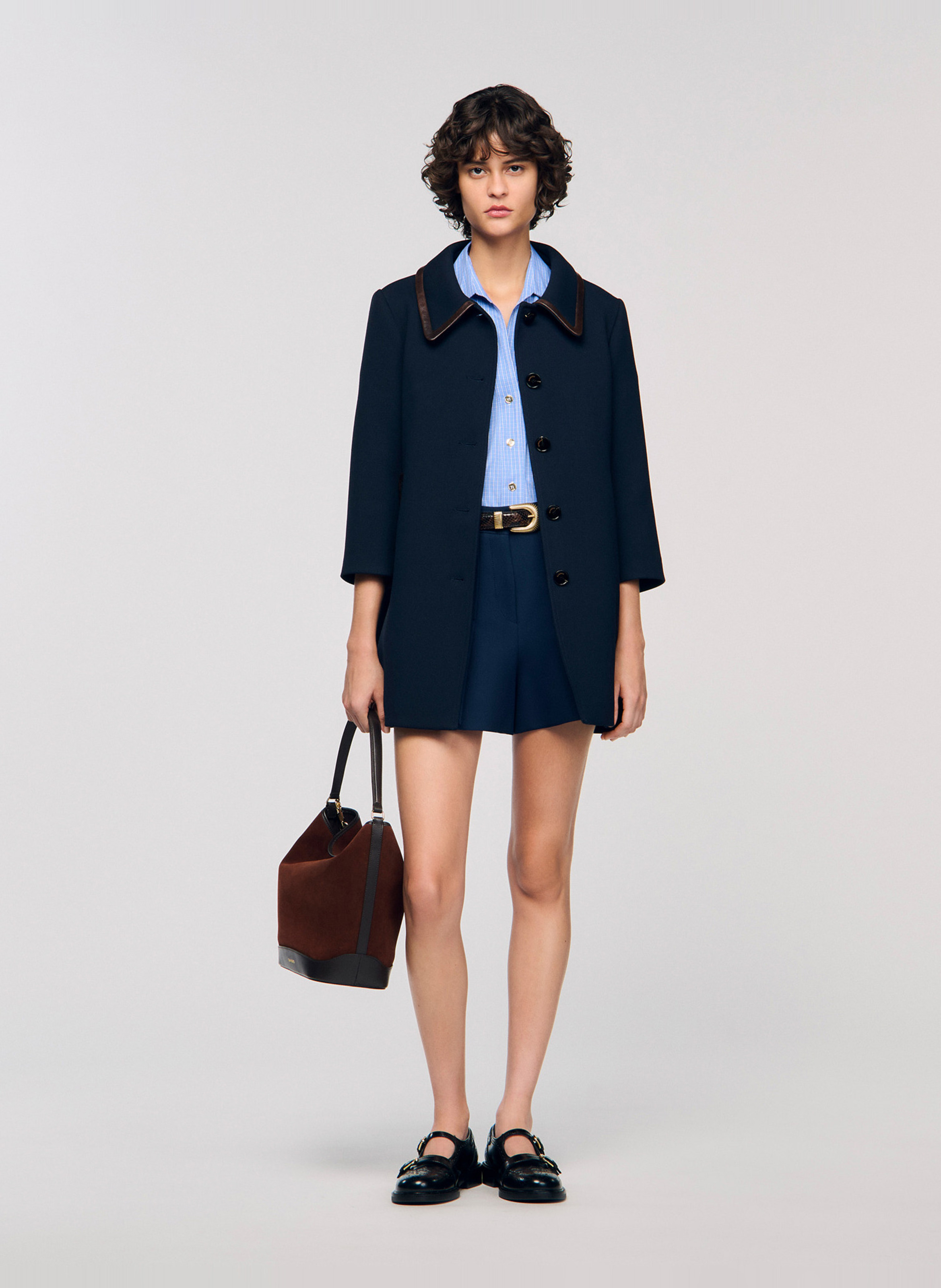 Manteau col chemise SANDRO Bleu