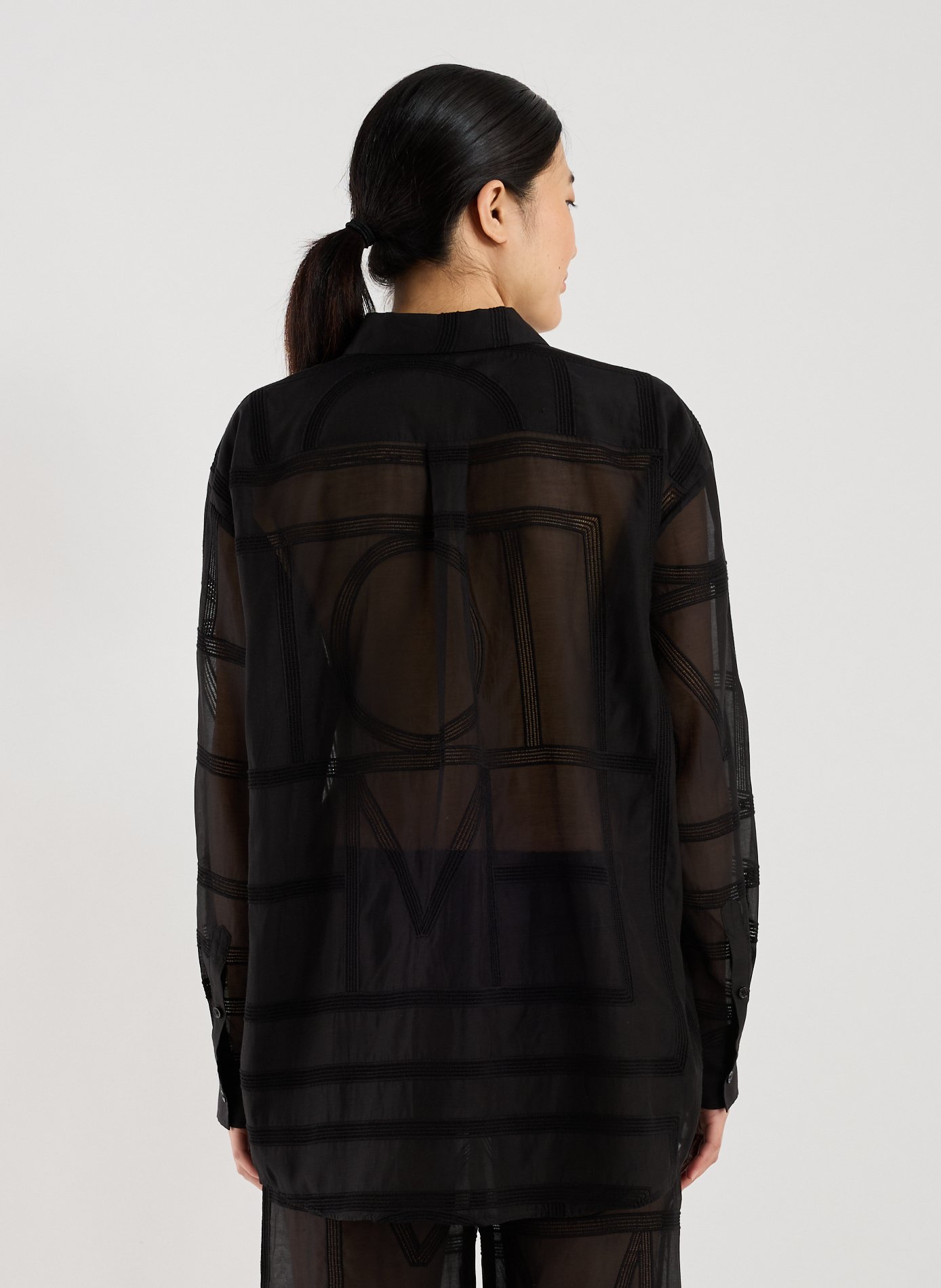 Embroidered silk and cotton shirt TOTEME Black