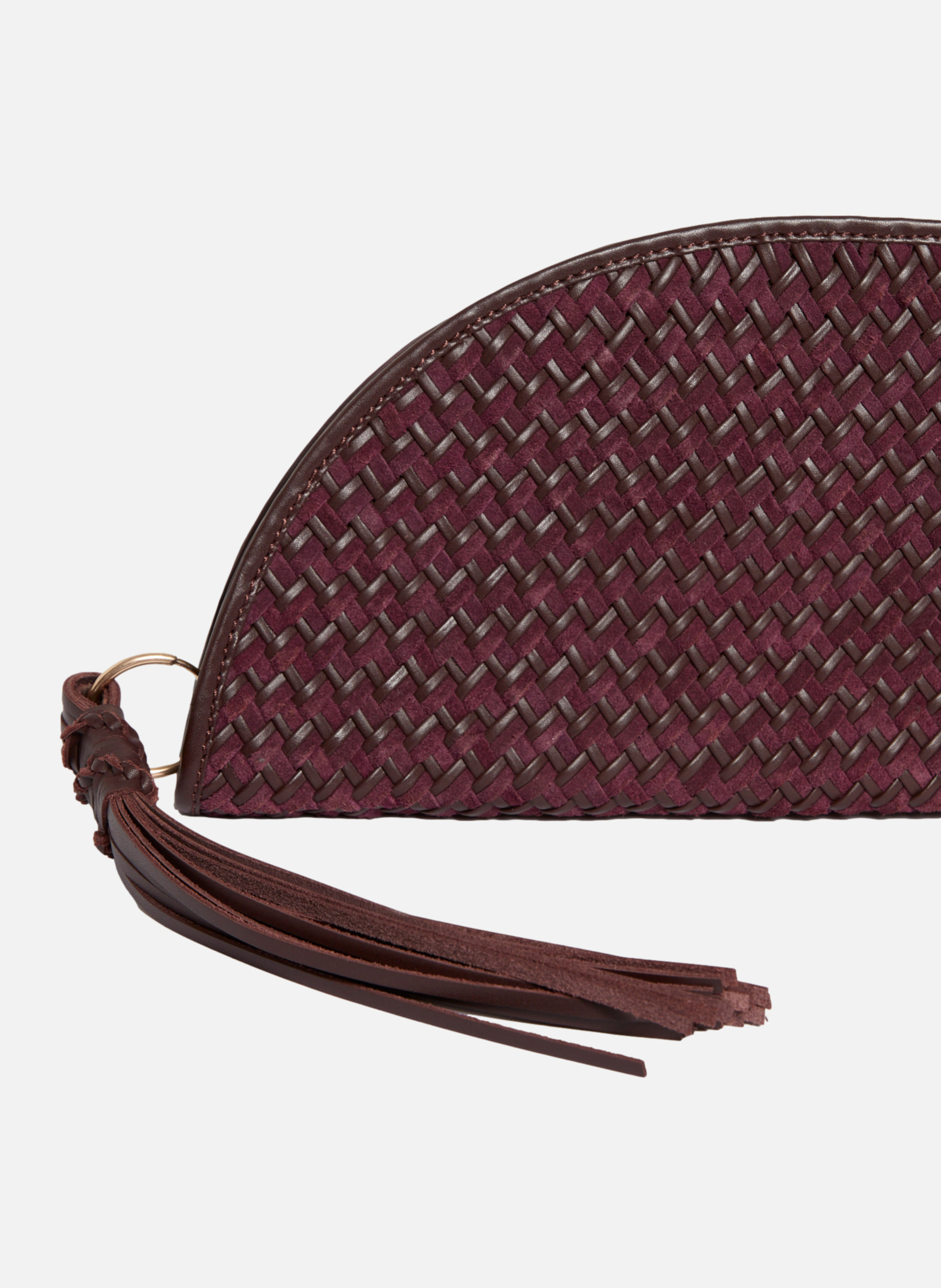 Pochette demi lune en cuir tressé VANESSA BRUNO Rouge