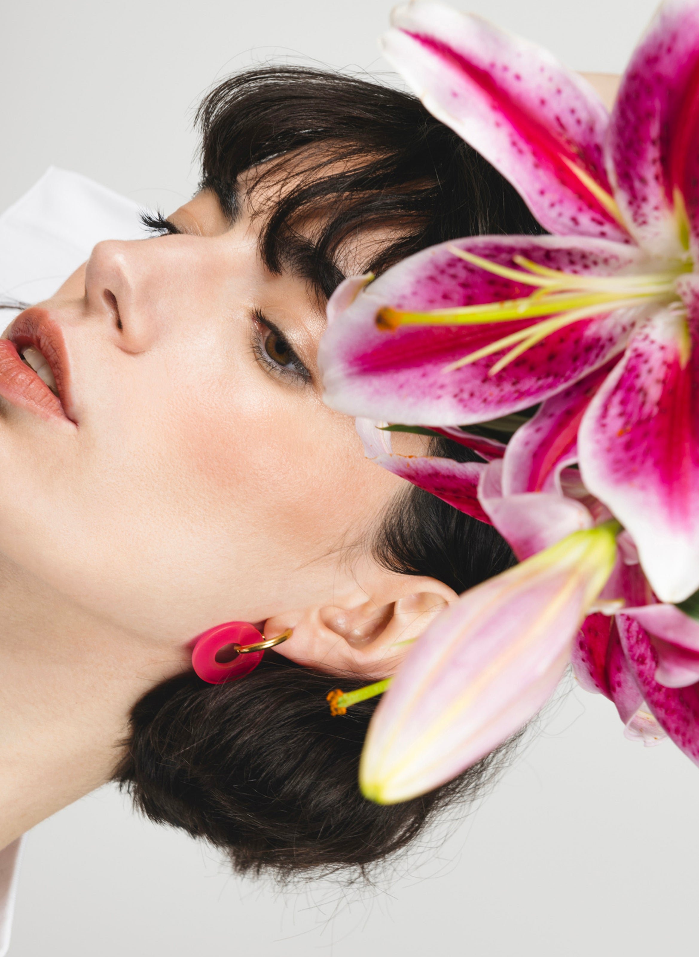 Boucles d'oreilles donuts avec anneaux en acier inoxydable doré KURAGE GINZA Rose