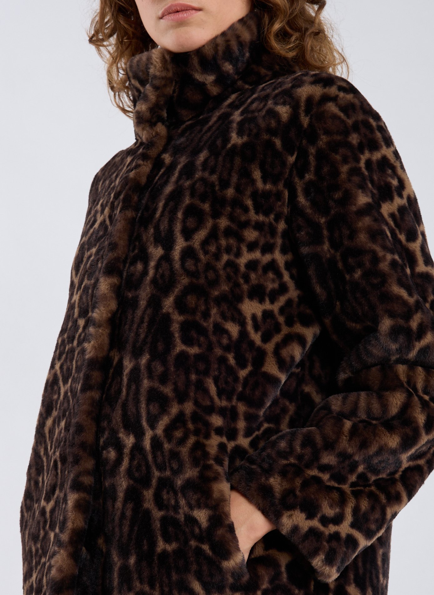 Leopard coat with high neck APPARIS Multicolour