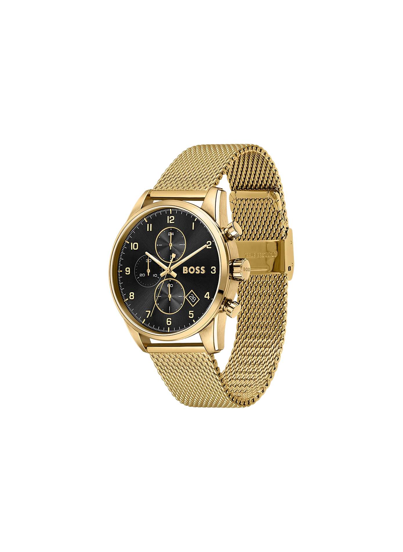 Chronograph Edelstahl Uhr BOSS Golden