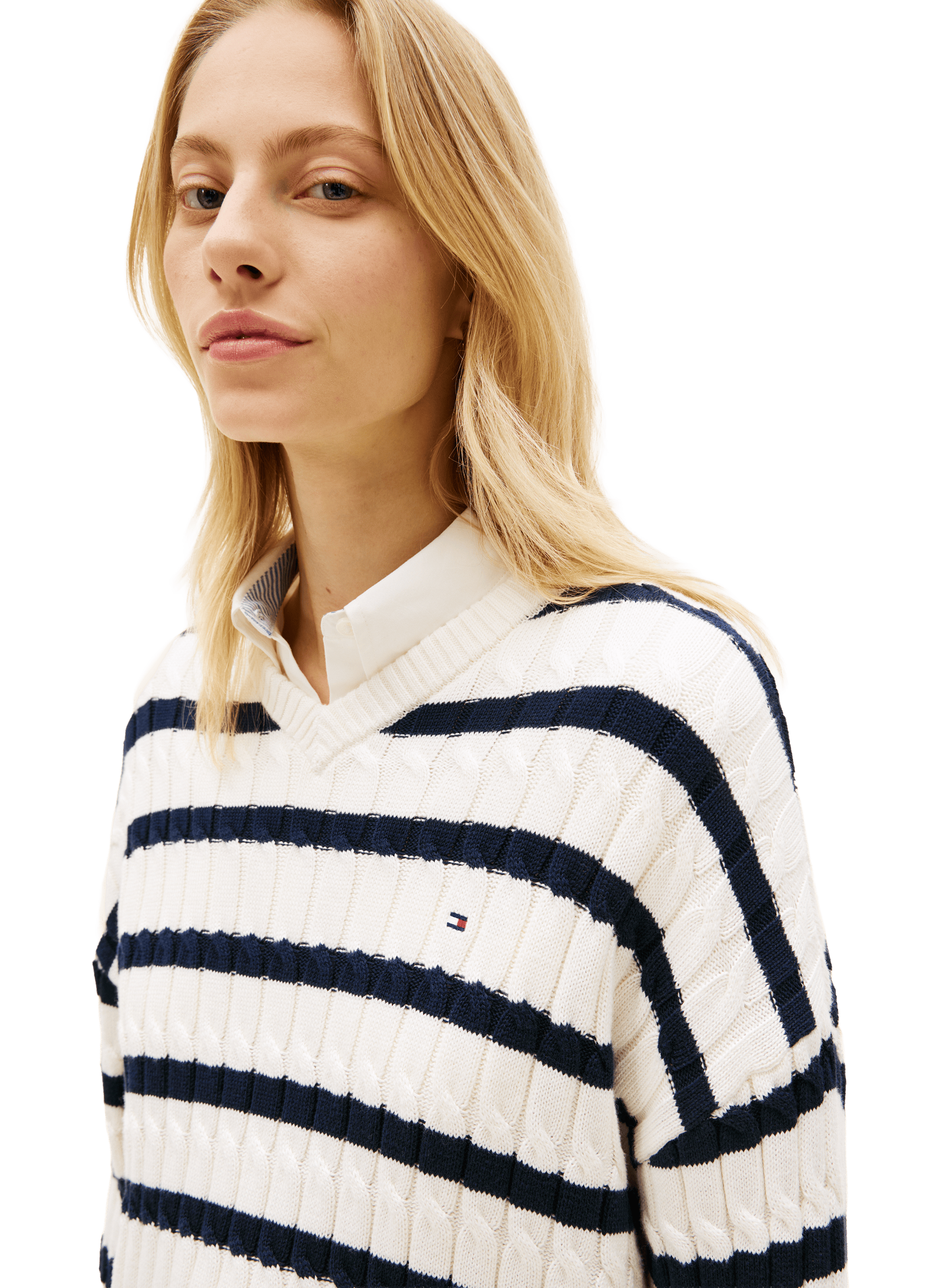 Twisted cotton V-neck sweater TOMMY HILFIGER Multicolour