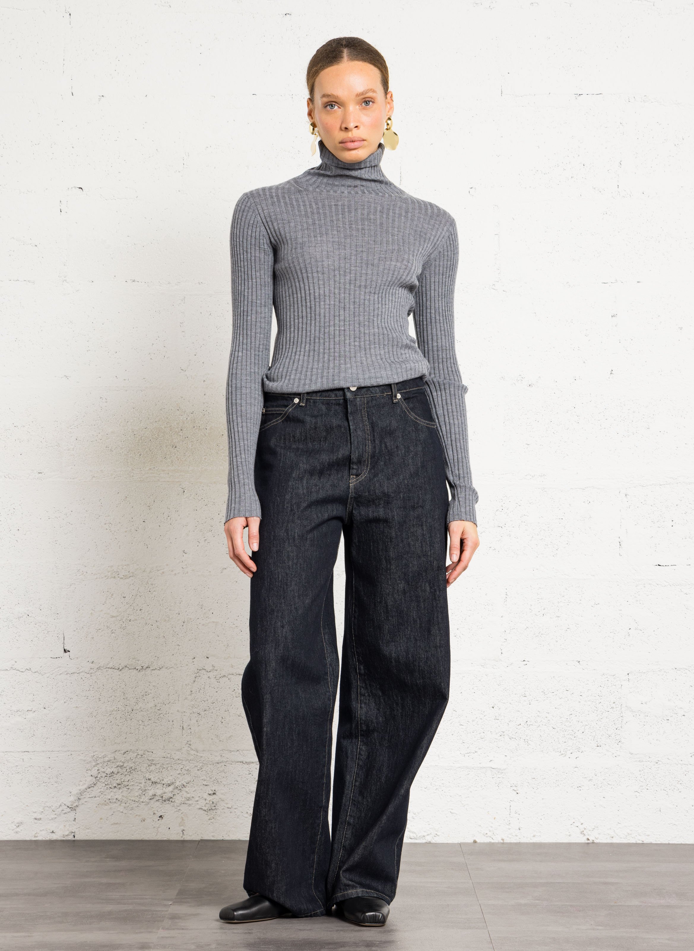 Col roulé cintré en laine mérinos Filao SOEUR Gris