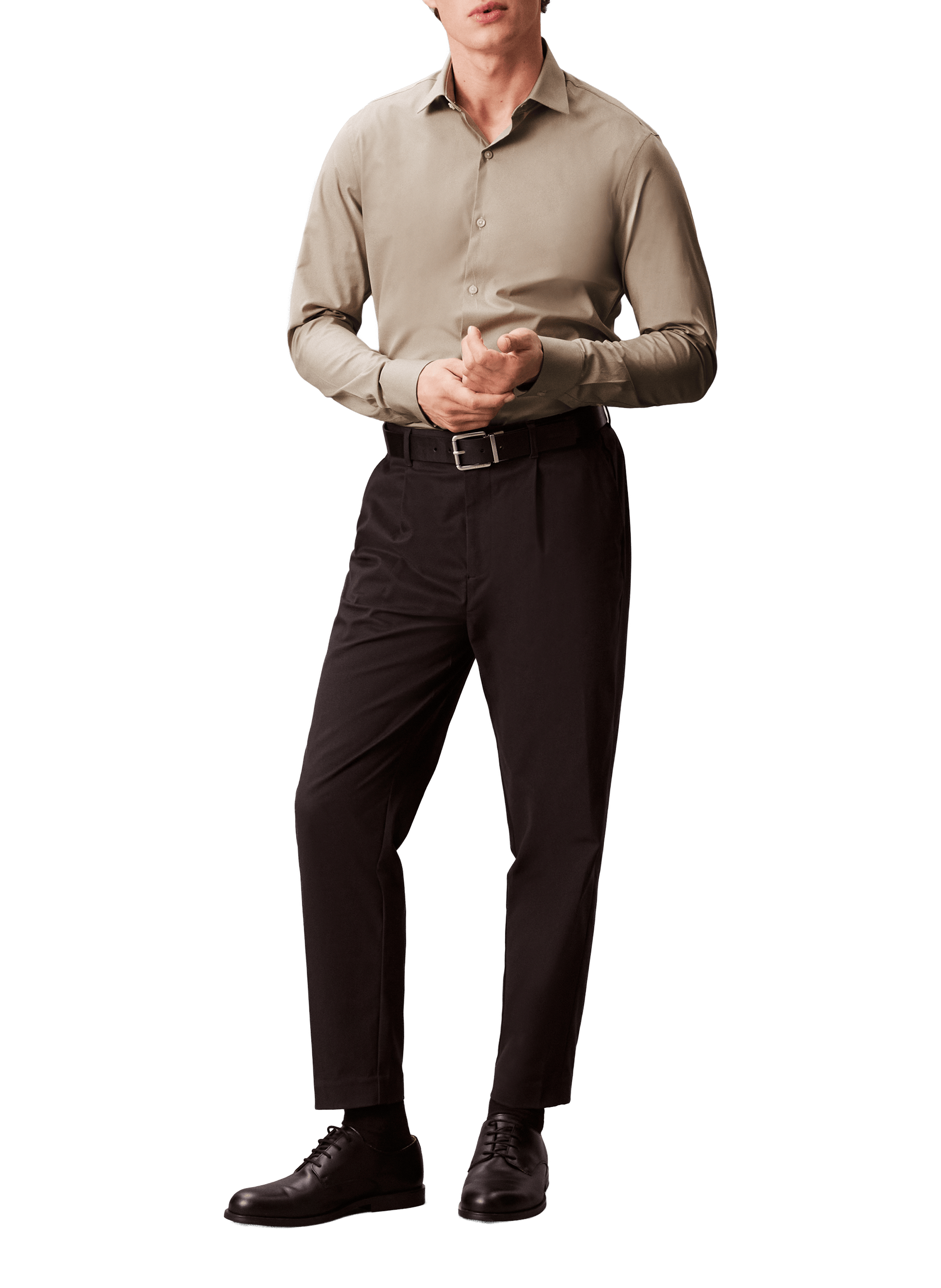 Chemise droite en lin mélangé CALVIN KLEIN Beige