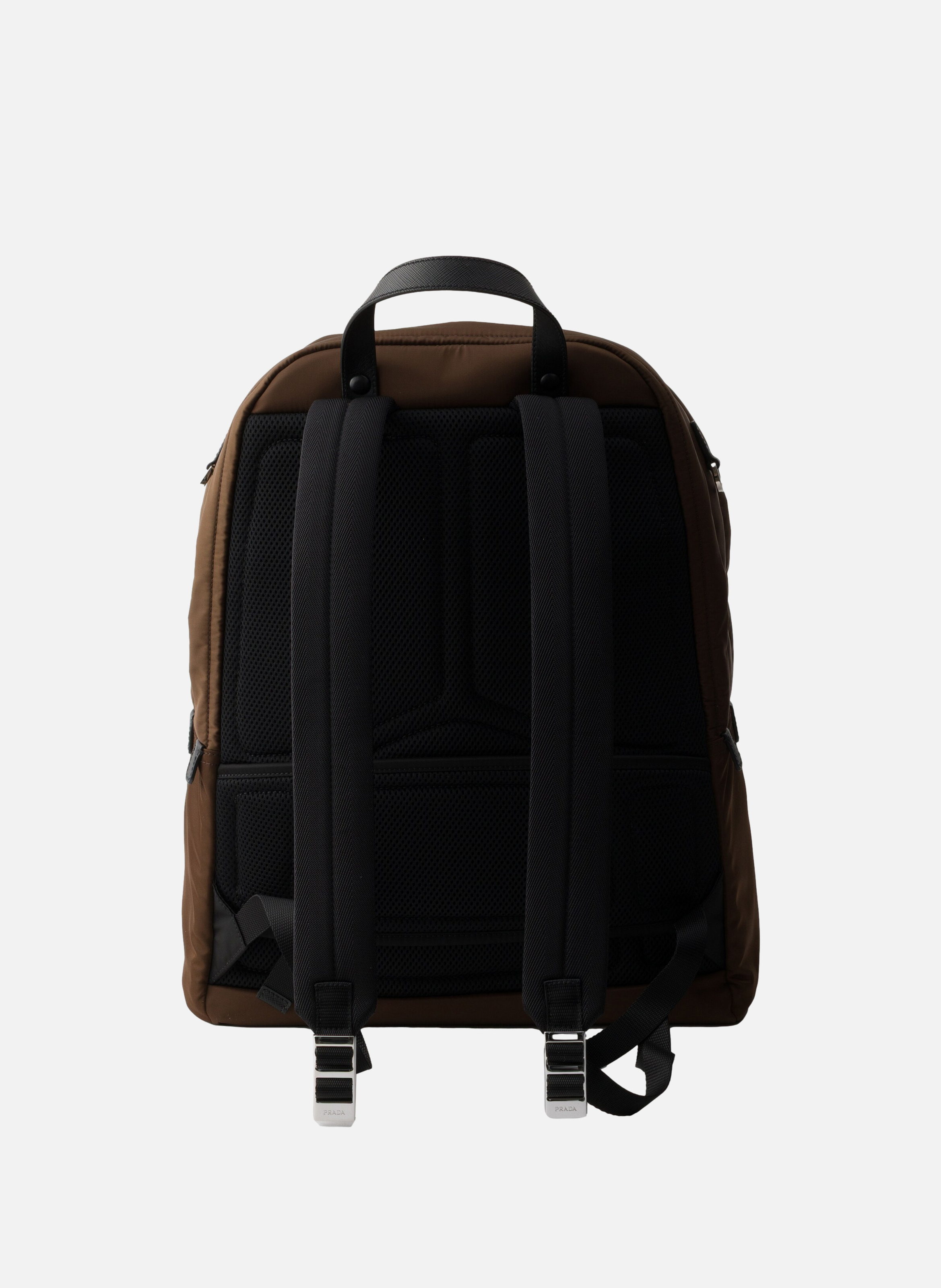 Sac à dos en re-nylon et cuir saffiano PRADA Marron