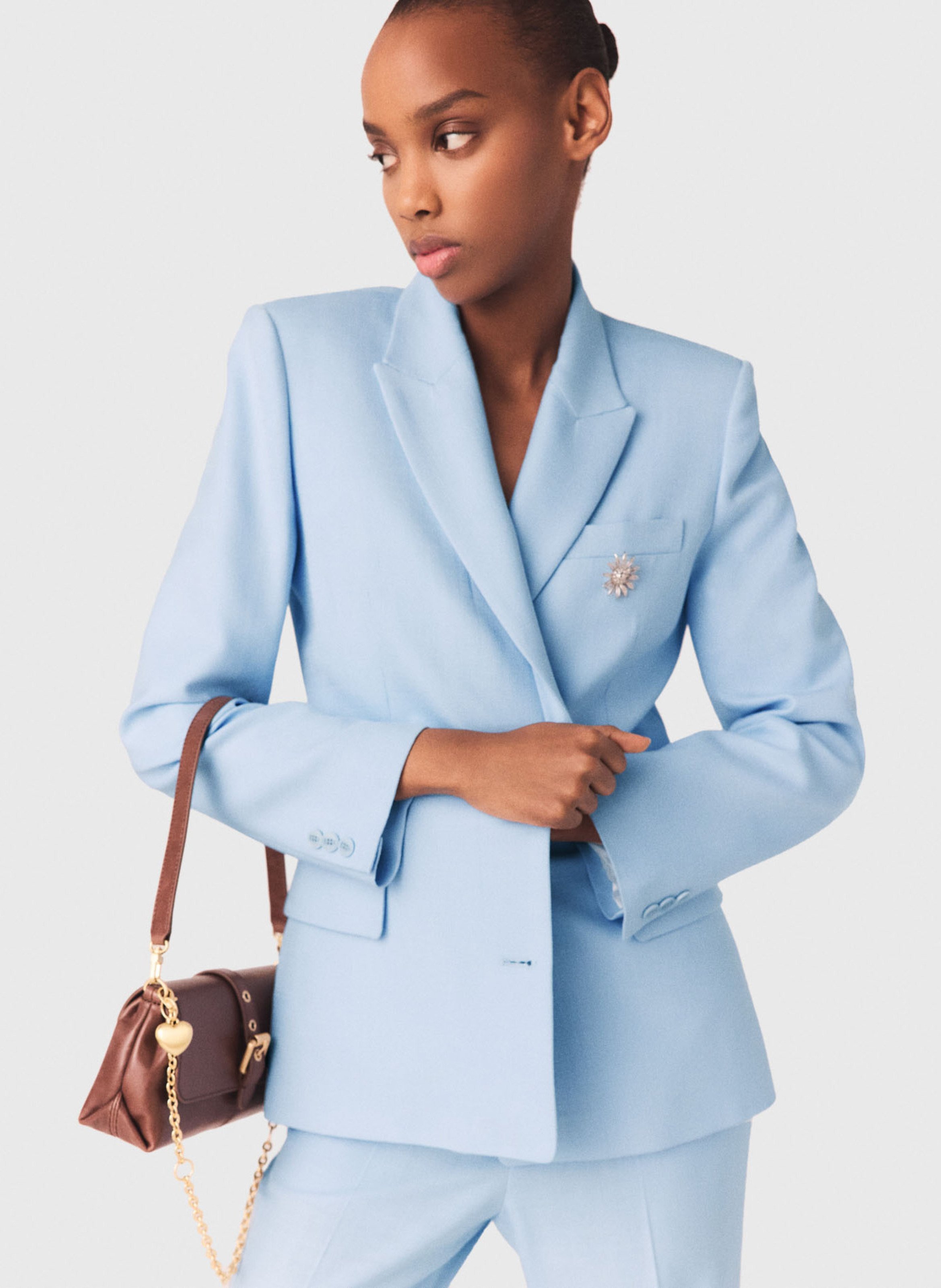 Veste de tailleur droite unie MAJE Bleu