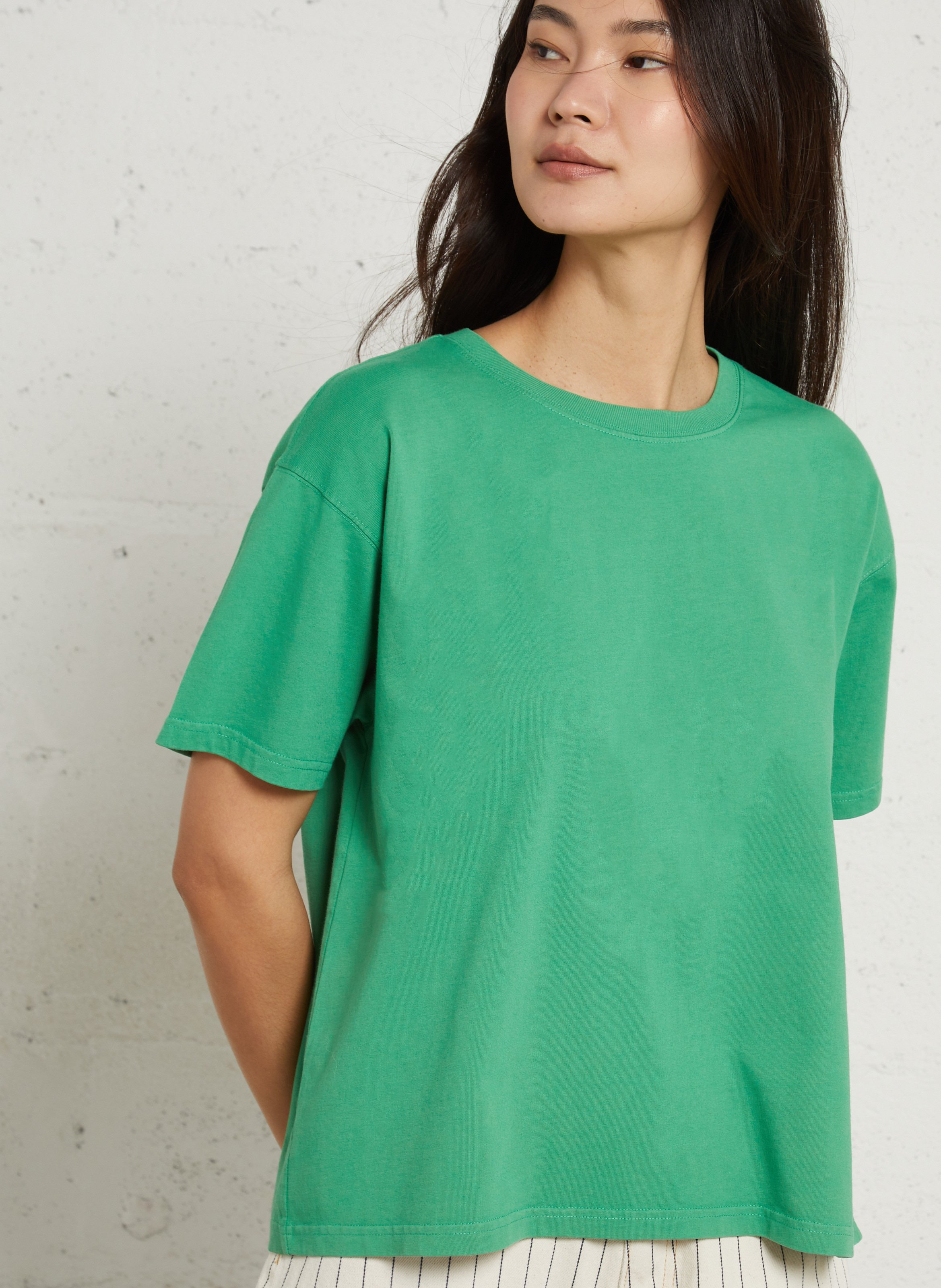 Tee-shirt ample col rond en coton fizvalley AMERICAN VINTAGE Vert