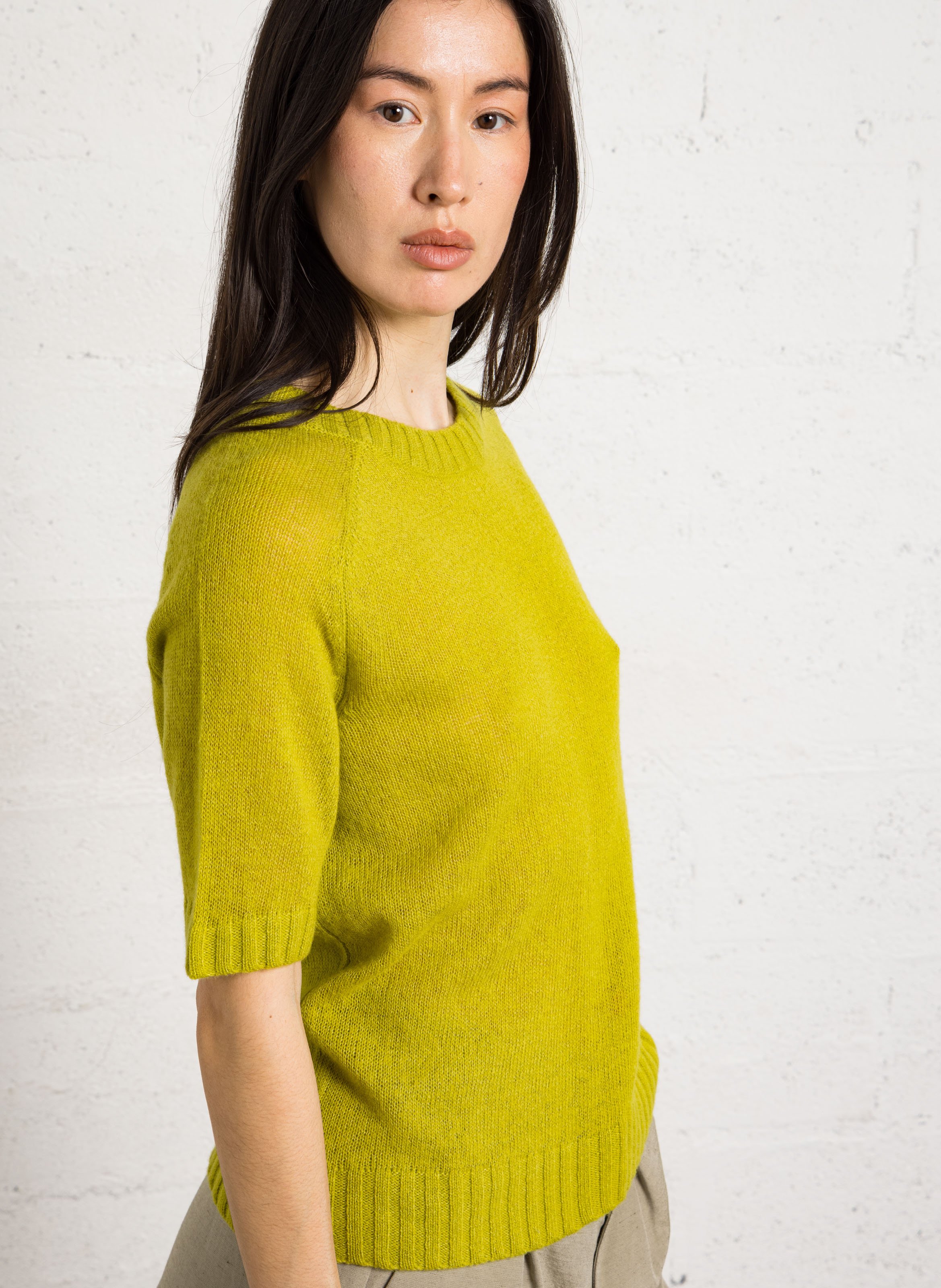 Pull droit col rond en laine mélangée betina SOEUR Vert