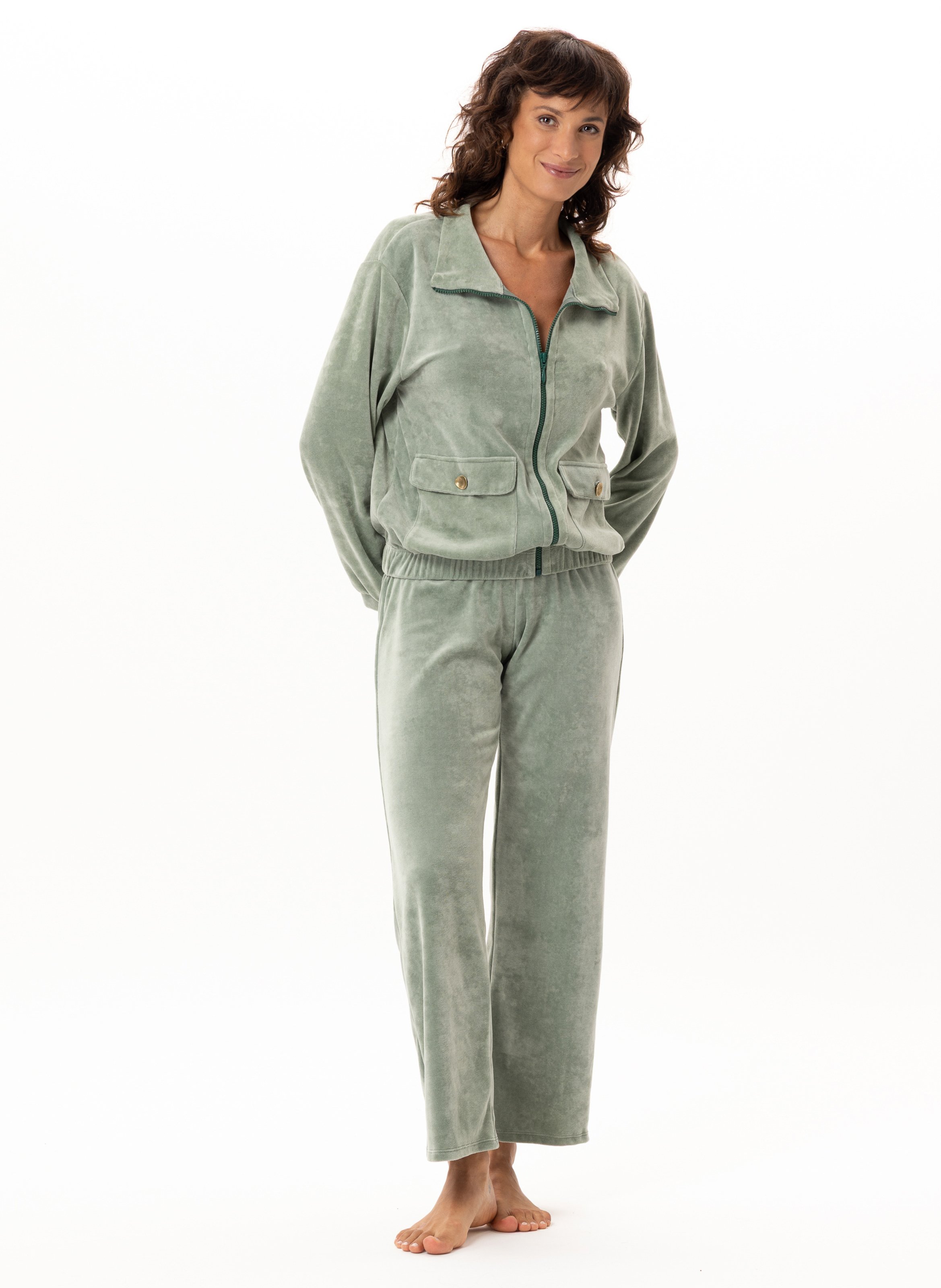 Ensemble homewear zippé en velours relax 226 LE CHAT Vert