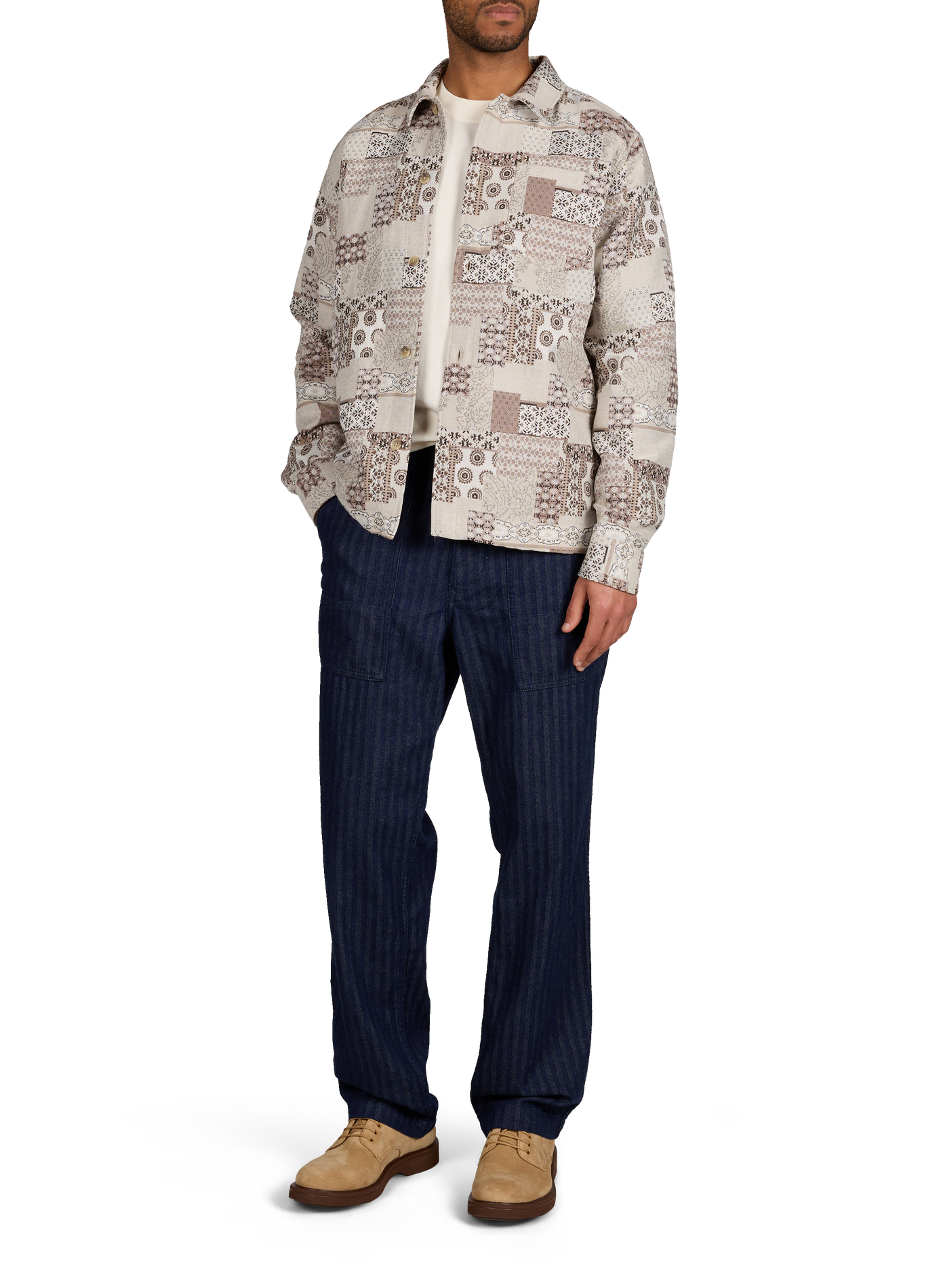 Layton Patchwork Jacquard Cotton Blend Overshirt LES DEUX Beige