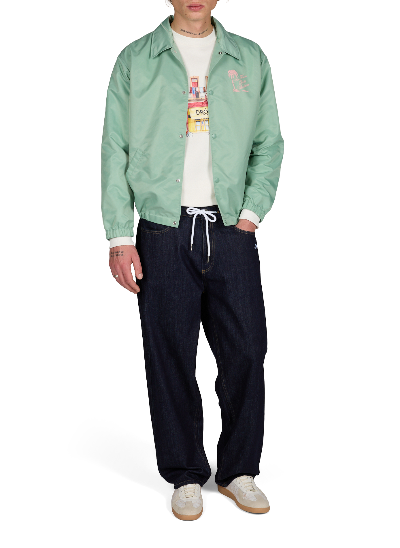 Straight jacket with classic printed collar DROLE DE MONSIEUR Green
