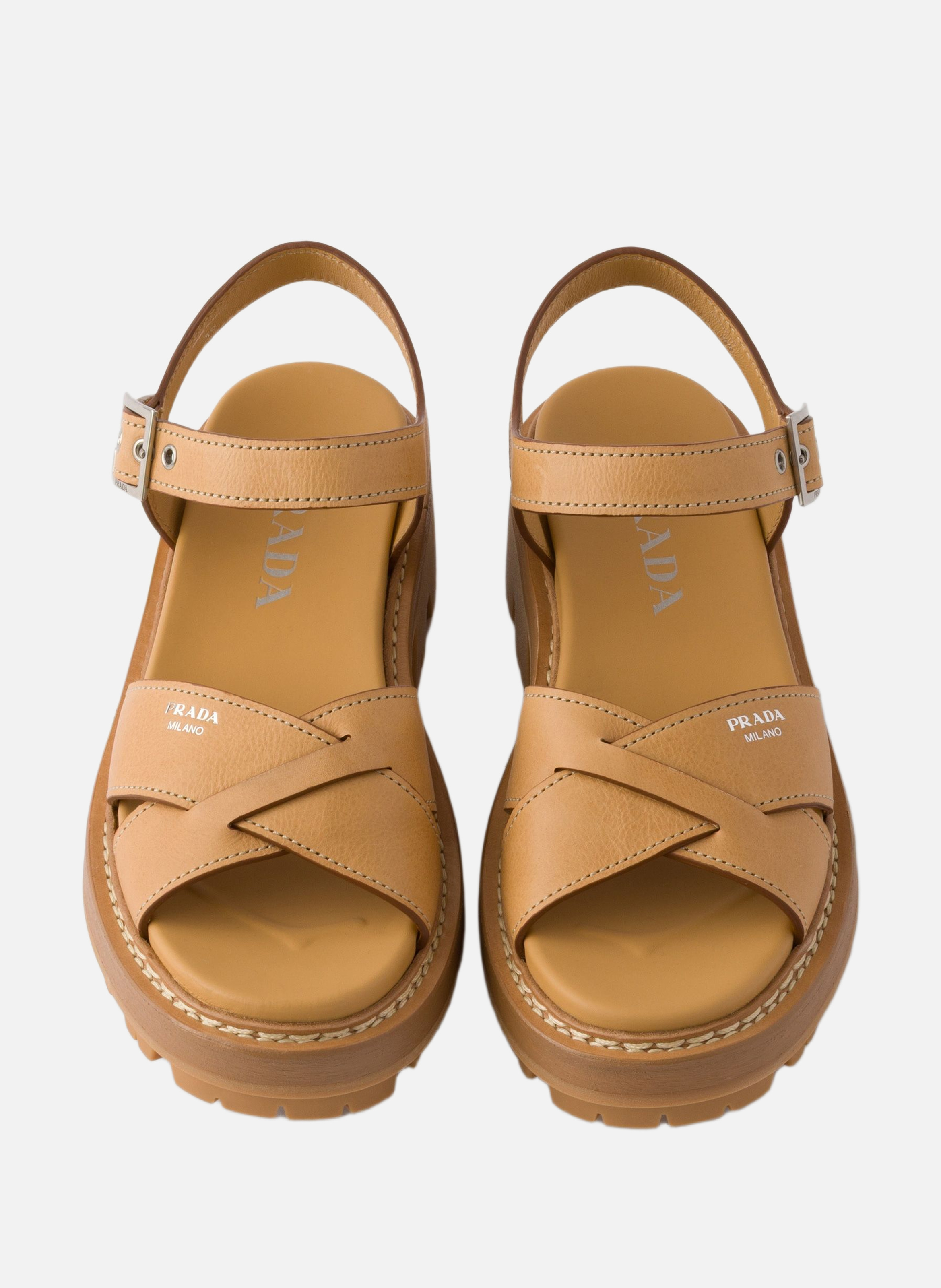 Sandales en cuir PRADA Beige