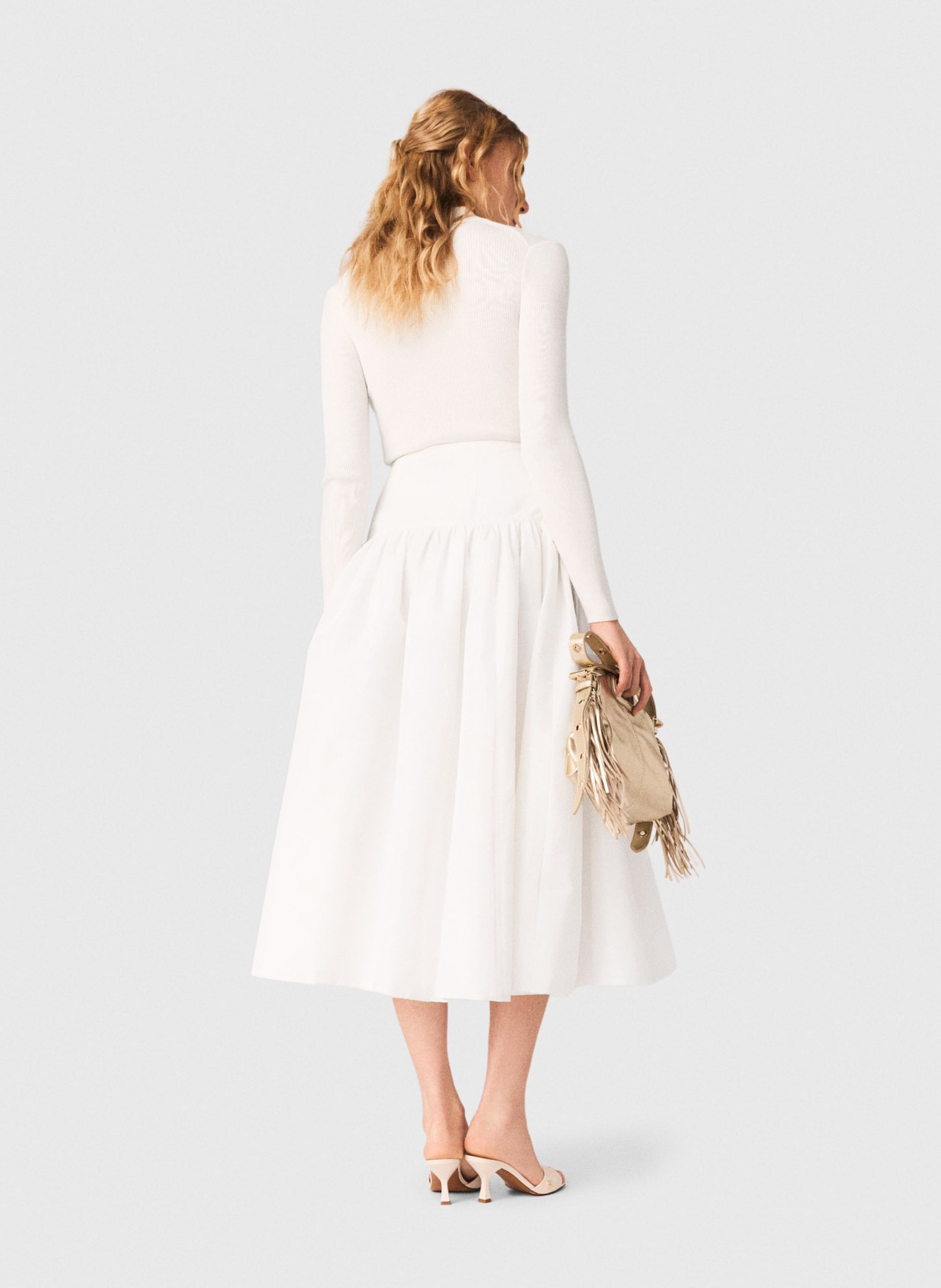 Jupe midi évasée MAJE Blanc