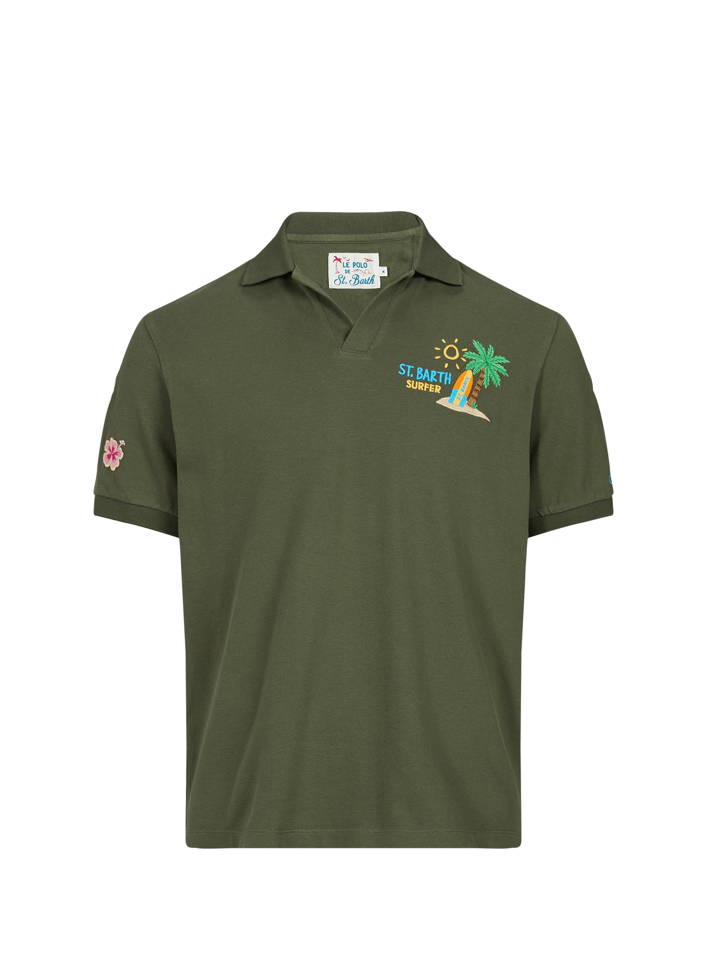 Polo with multiple embroidery in blended cotton MC2 SAINT BARTH Khaki