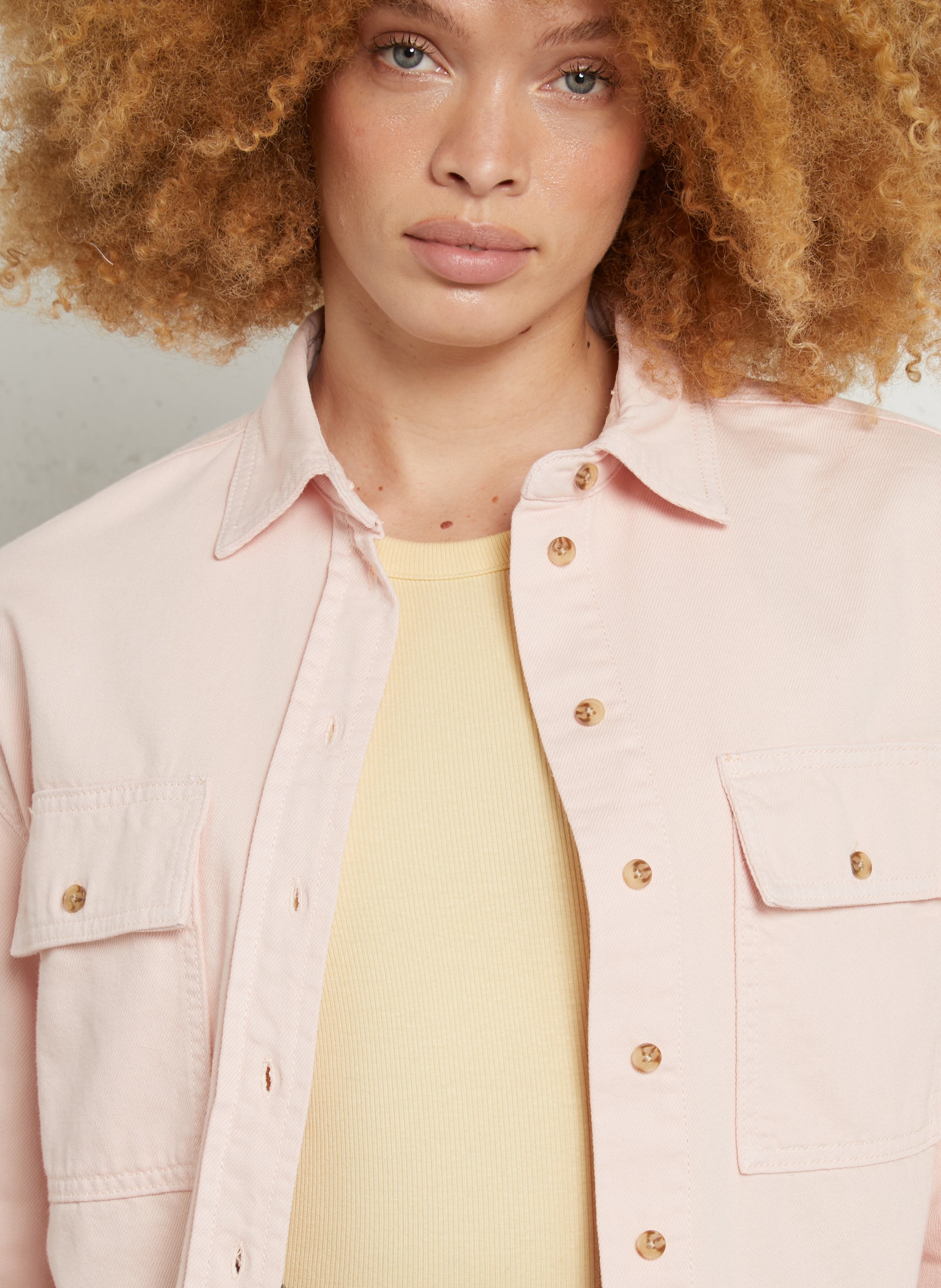 Veste droite col classique en coton clara MAISON 123 Rose