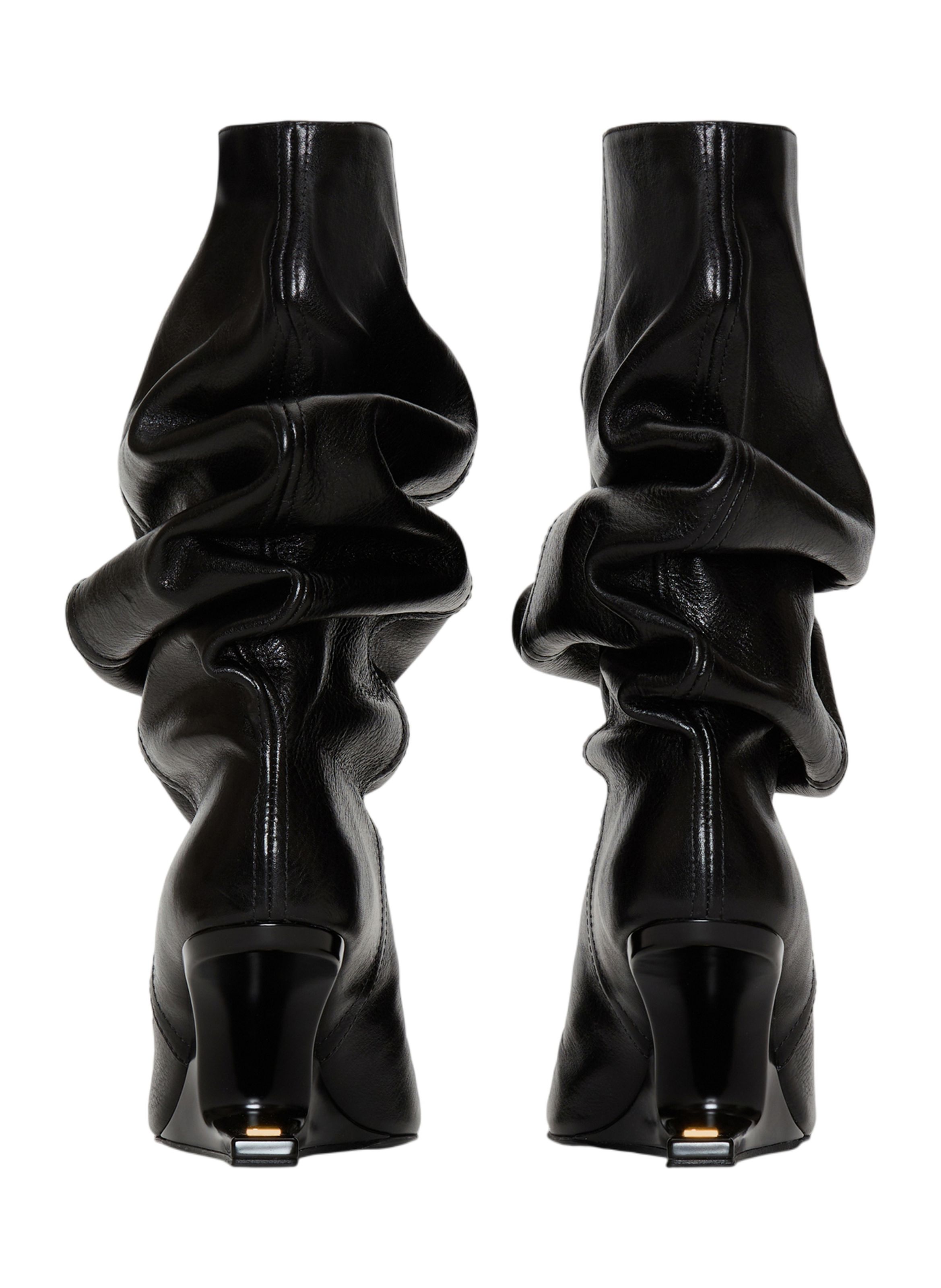 Bottines no wedge en cuir texturé BALMAIN Noir