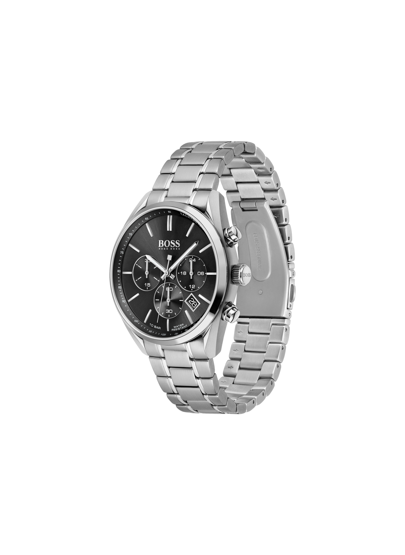 Montre quartz Champion en acier inoxydable BOSS MONTRES Noir