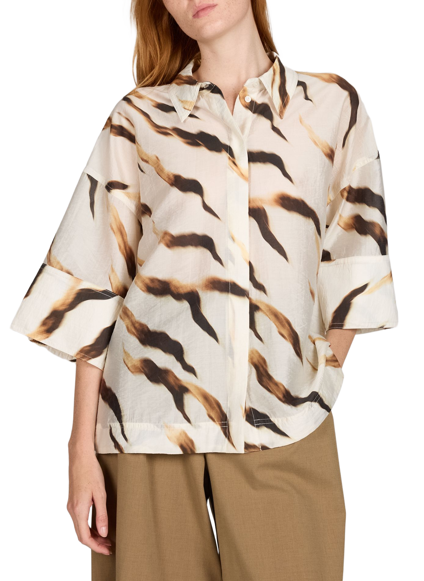 Printed short-sleeved shirt ROUGE EDIT Beige