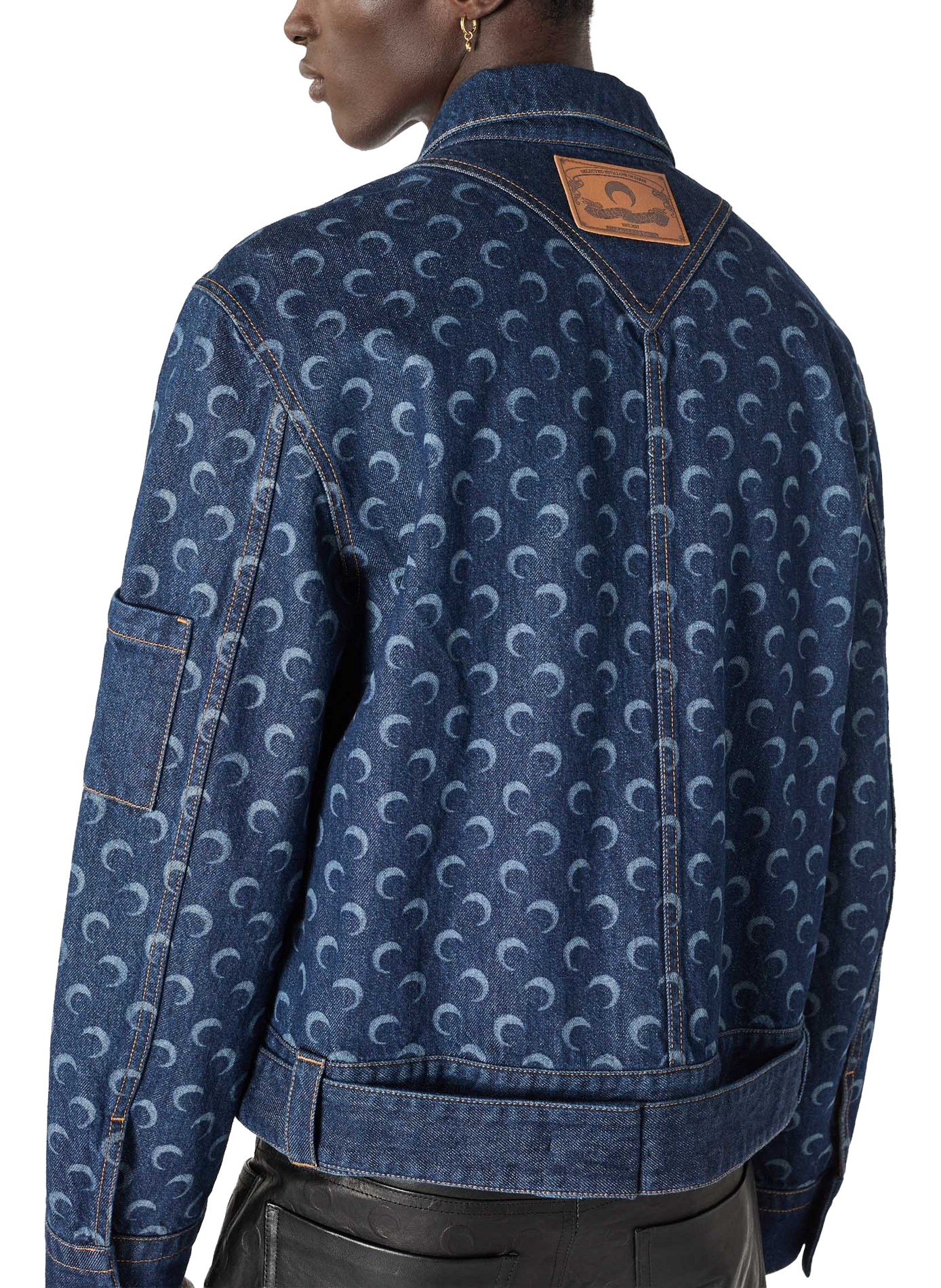 Veste trucker ceinturée en denim bleu nuit unisexe MARINE SERRE Bleu