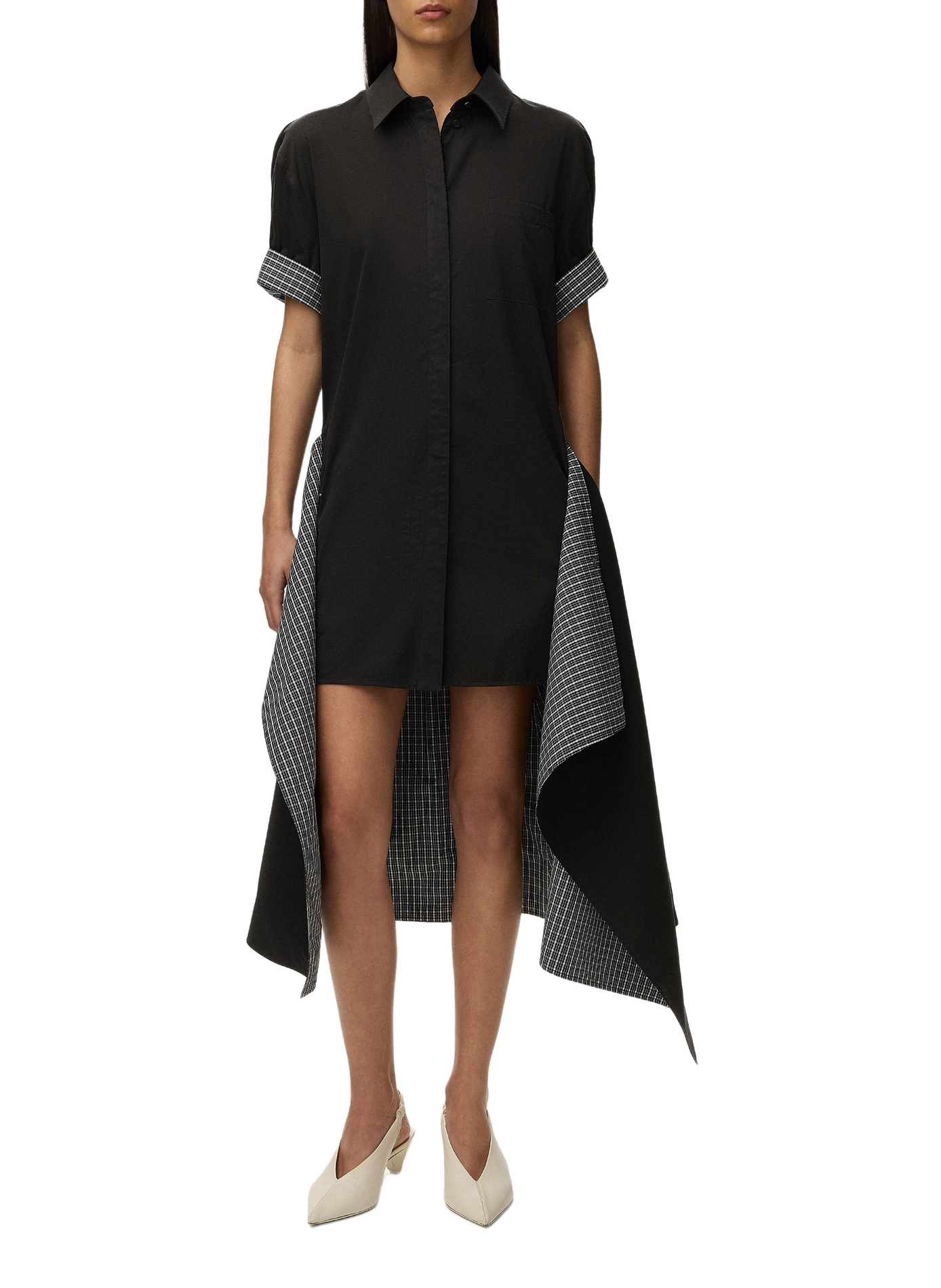 Cotton and silk wrap dress LOEWE Black