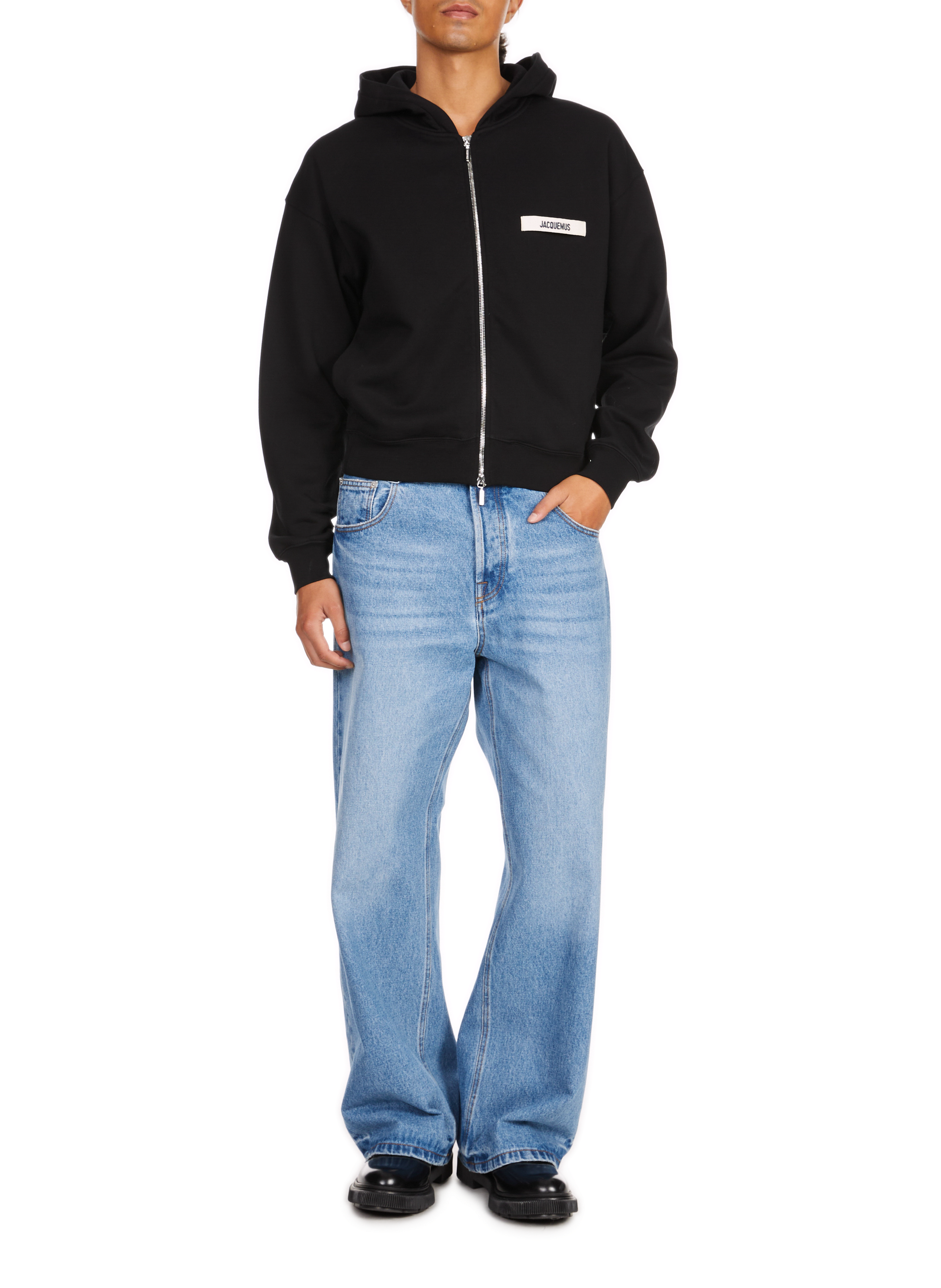 Cotton zip-up hoodie  JACQUEMUS Black