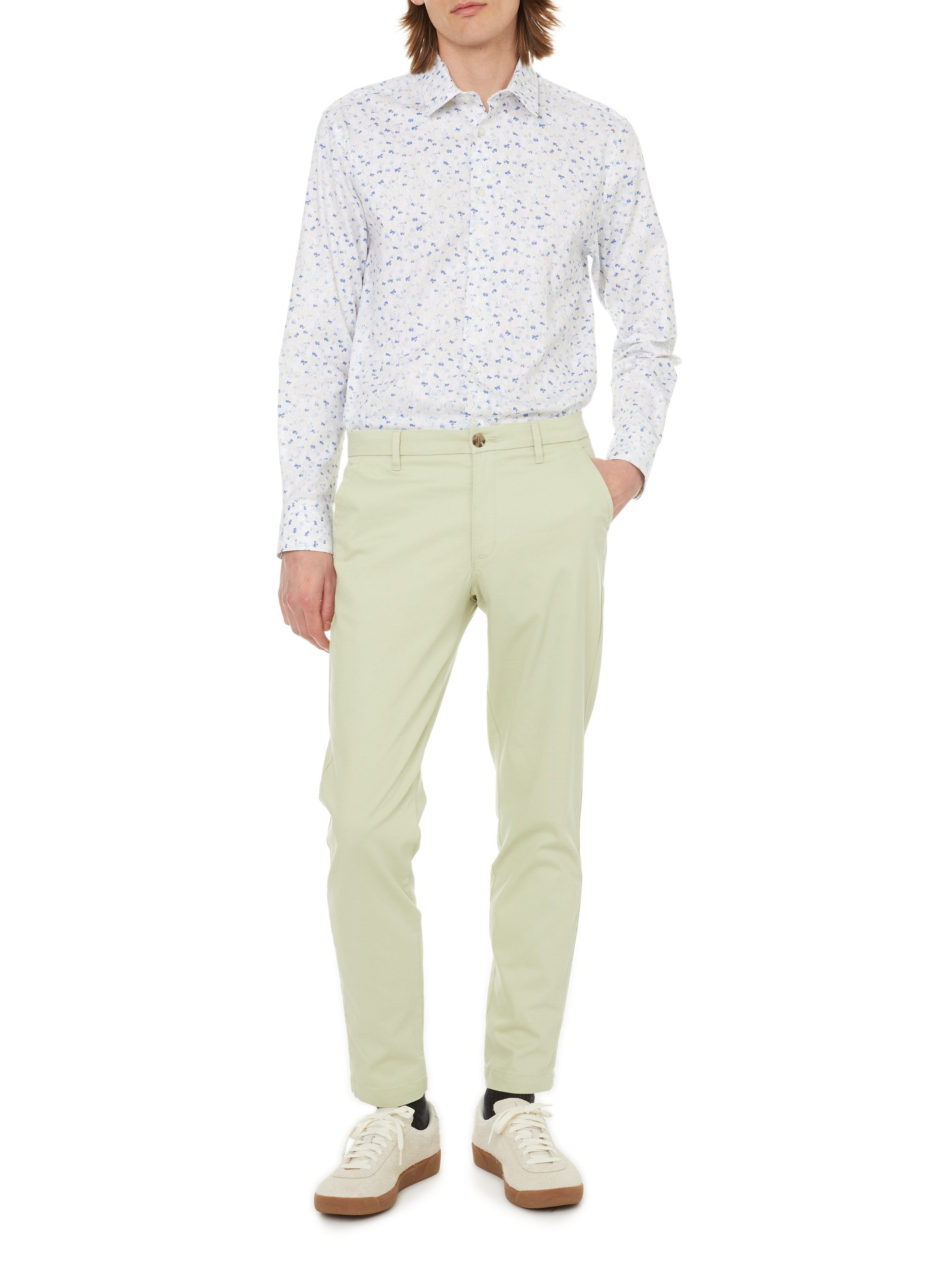 Printed cotton shirt  SELECTED White