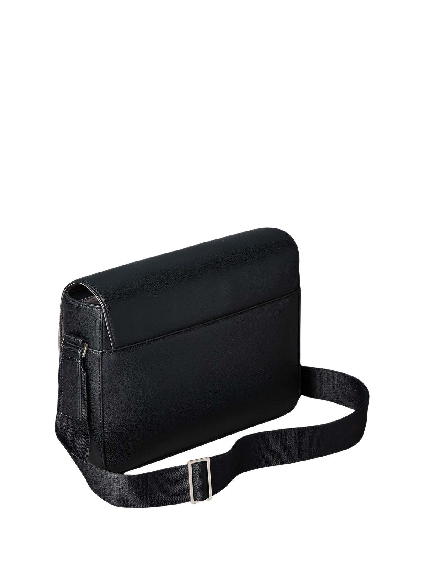 Textured shoulder bag with silver logo CALVIN KLEIN Black