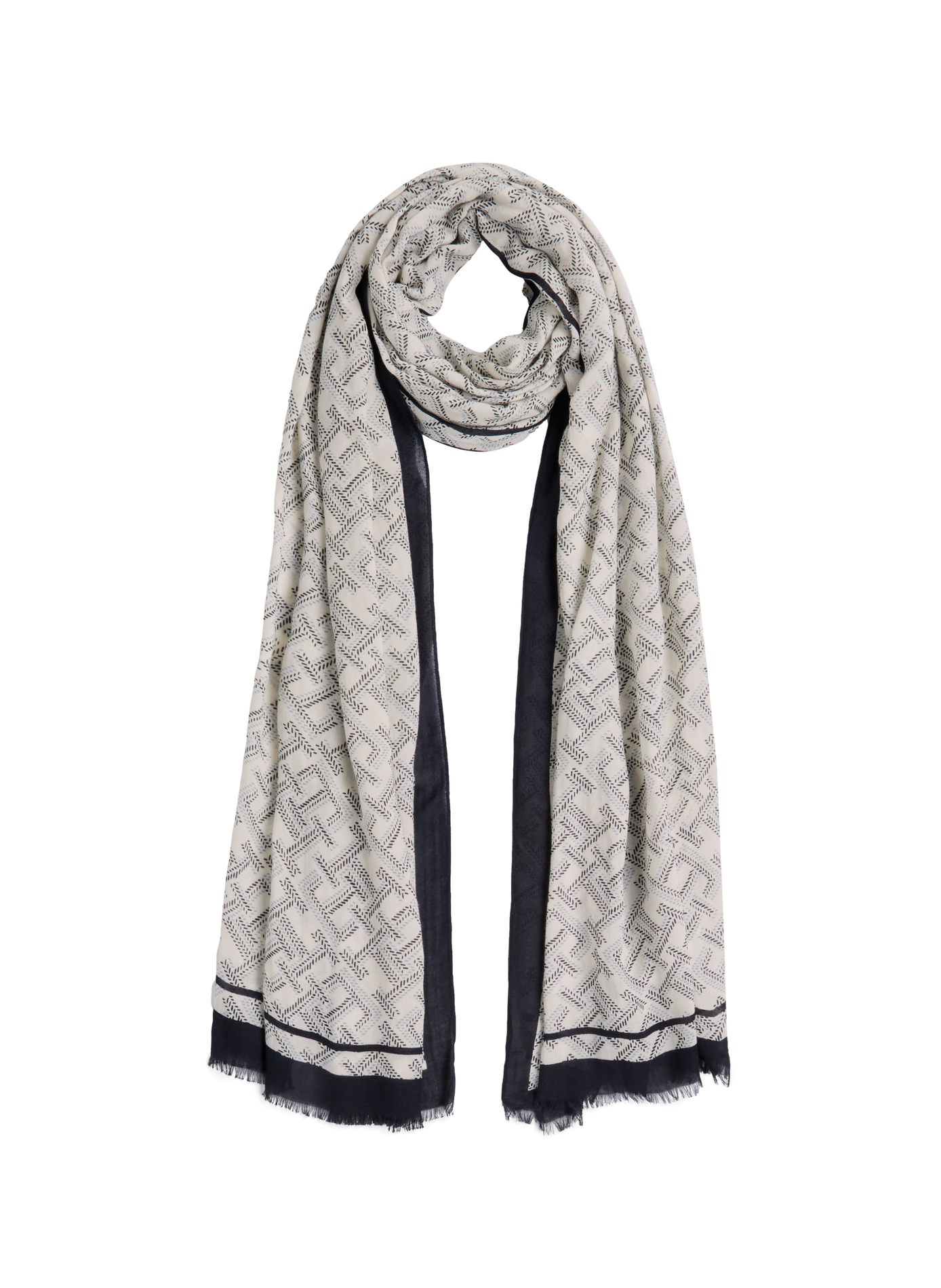 Printed scarf with frayed edges in a cotton blend TOMMY HILFIGER Blue