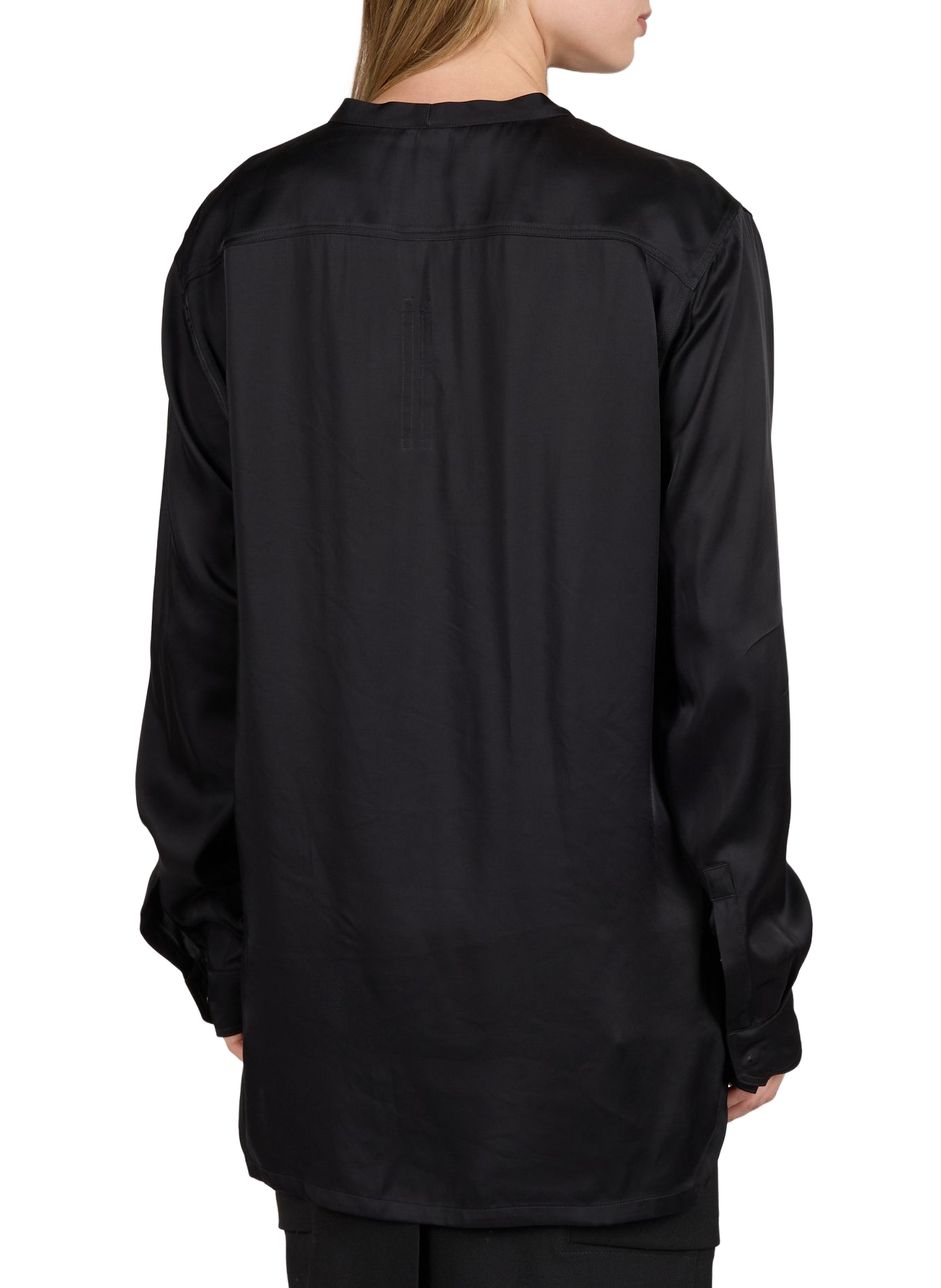 Fließende Satinbluse mit V-Ausschnitt RICK OWENS Schwarz