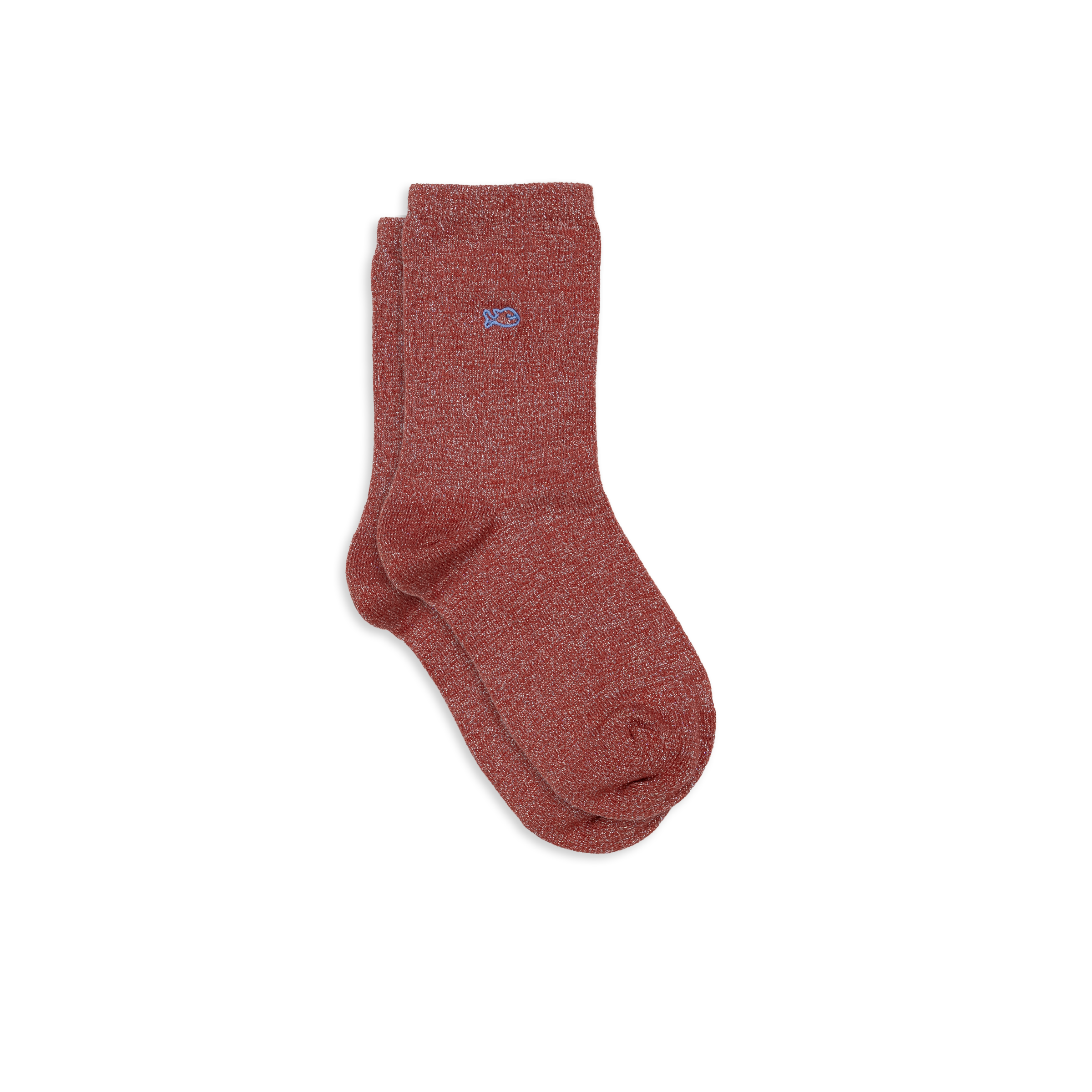 Chaussettes pailletées en coton peigné unies  Rouge brique