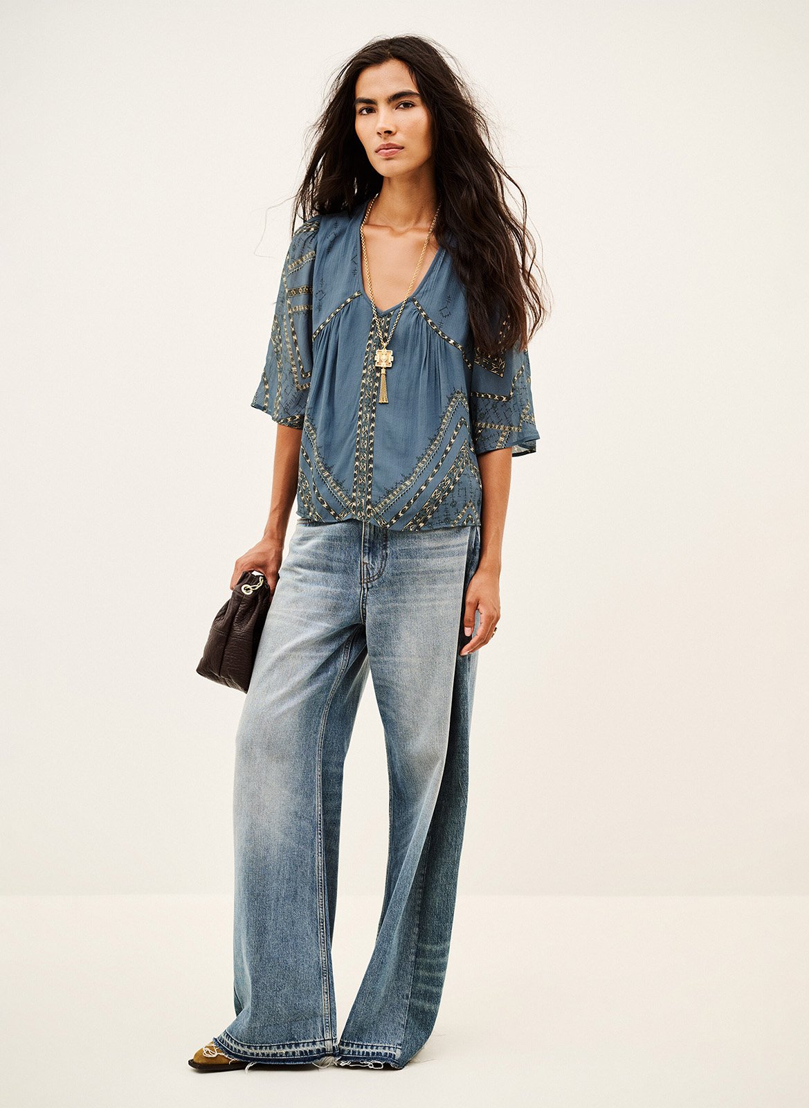 Blouse droite manches longues placido BA&SH Bleu