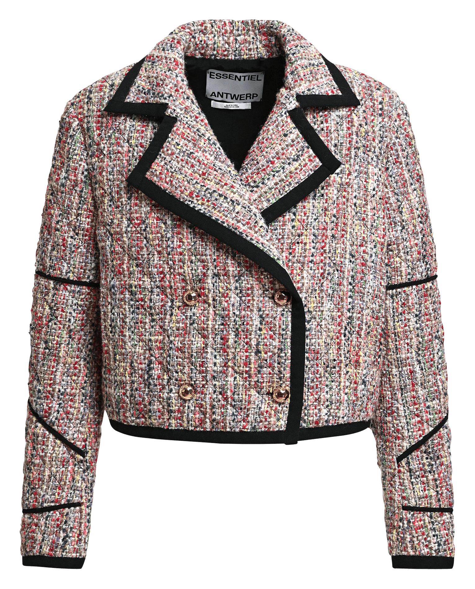 Veste droite col tailleur effet tweed kira1 ESSENTIEL ANTWERP Multicolore