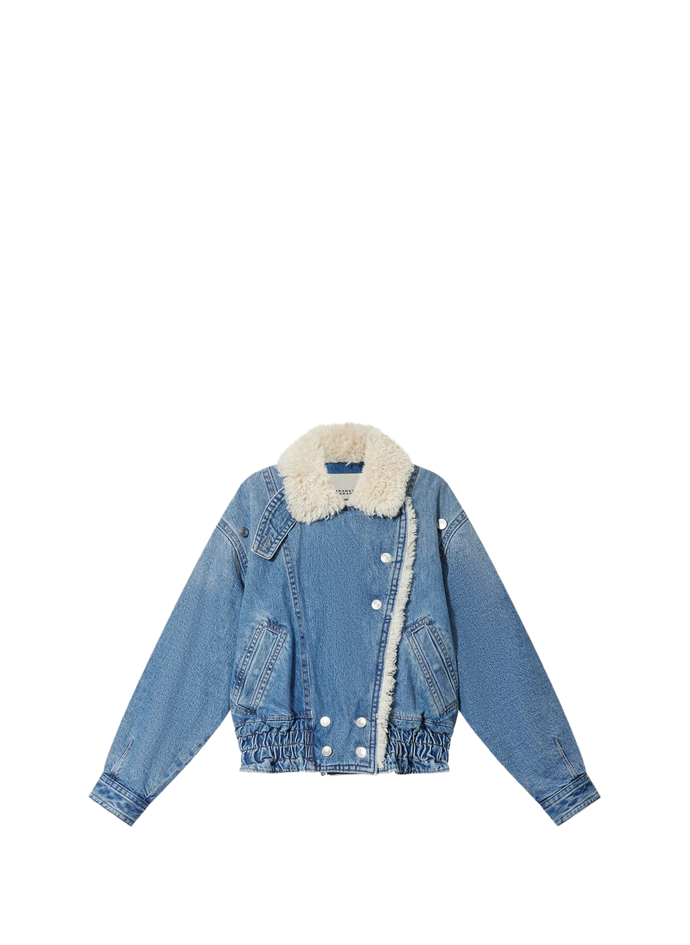 VALINEO denim cotton jacket with shearling collar ISABEL MARANT Blue