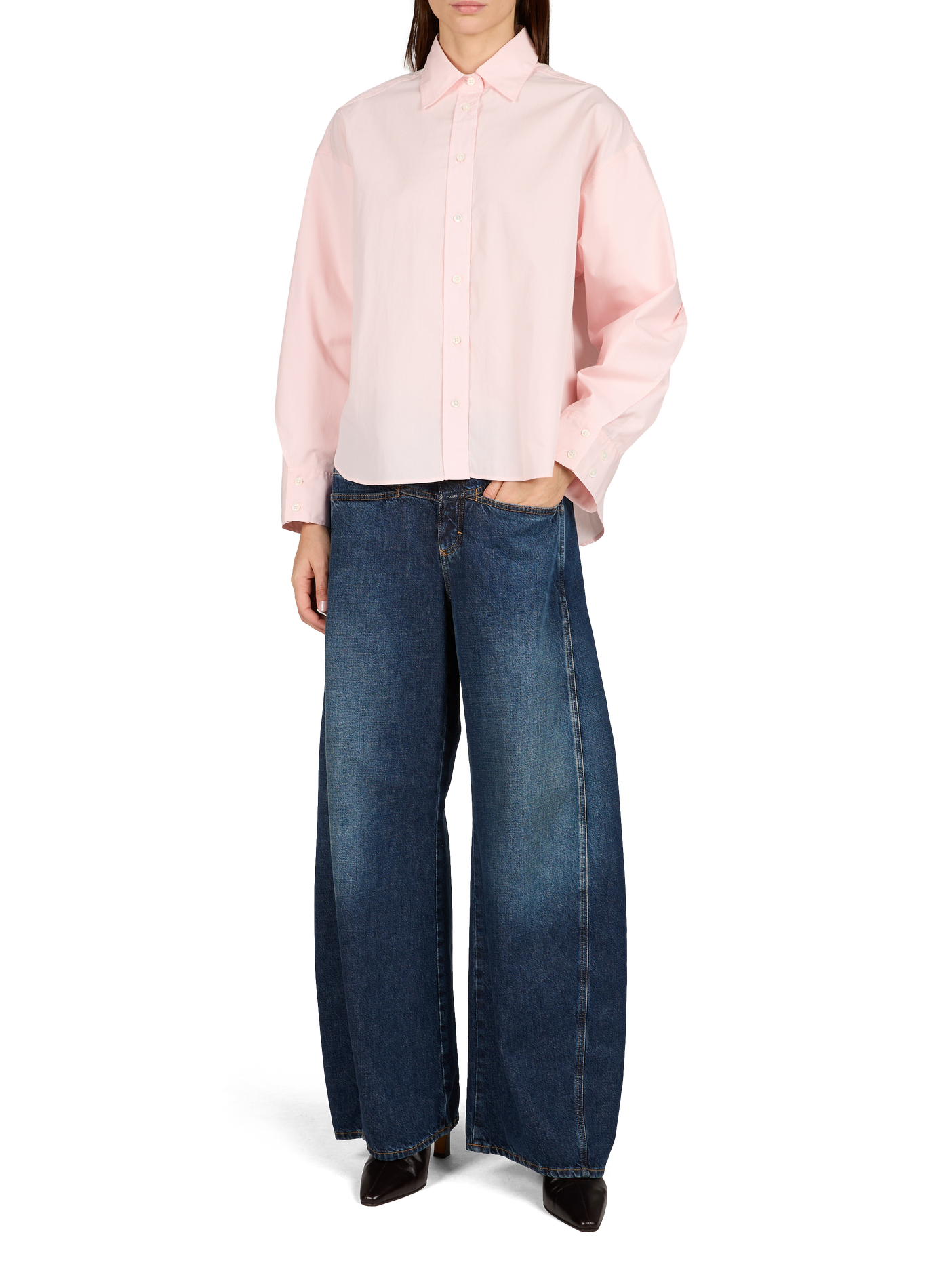 Oversized cotton shirt with patterns CLOSED Pink