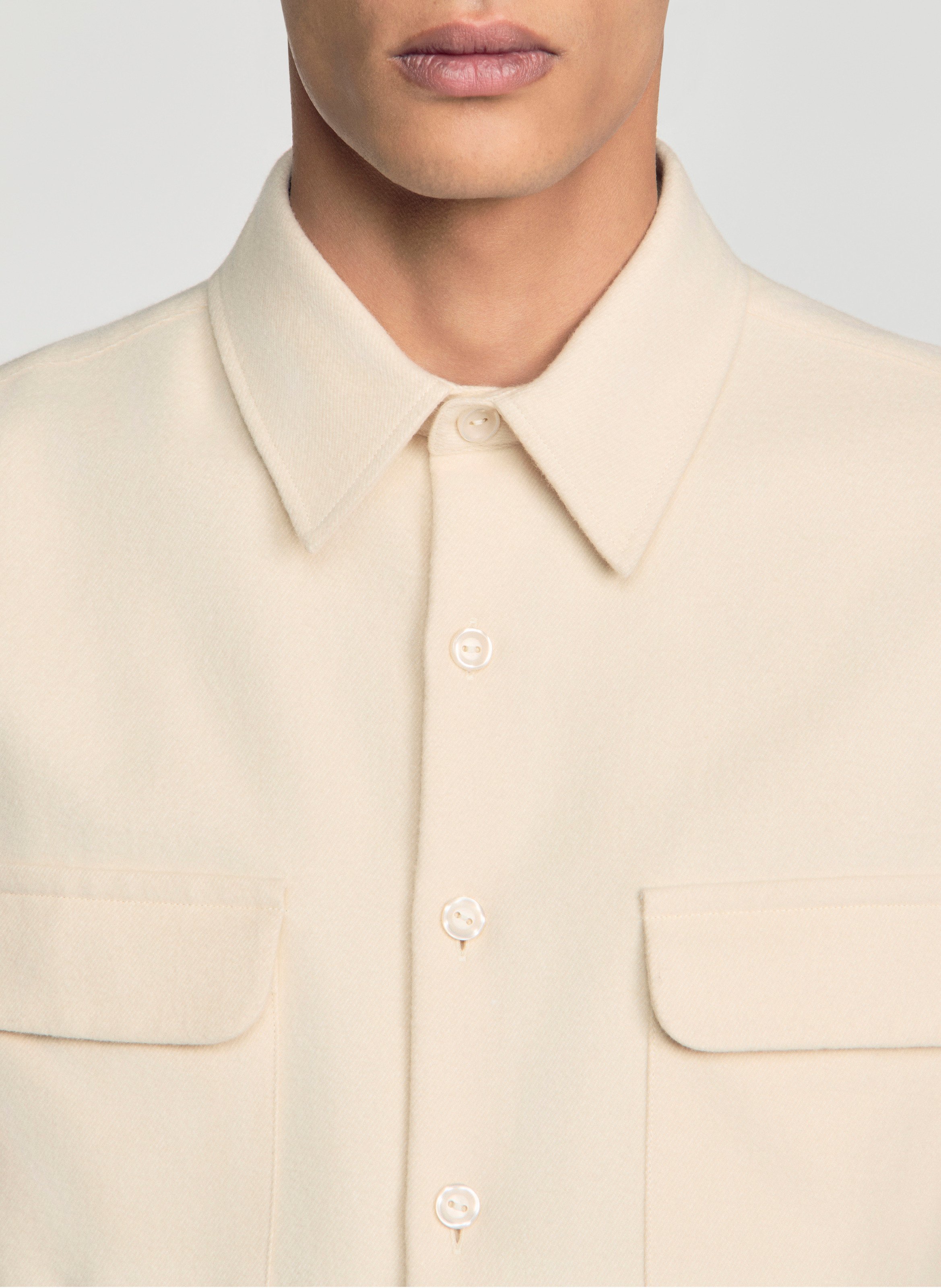 Chemise droite boutonnée unie SANDRO Beige