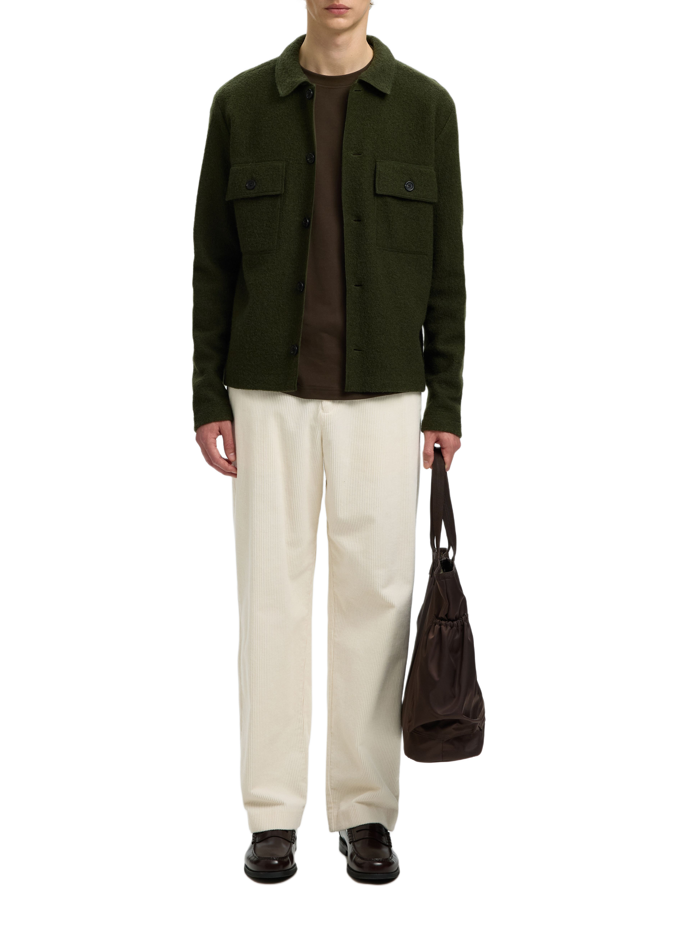 Cardigan with classic wool collar SELECTED Green