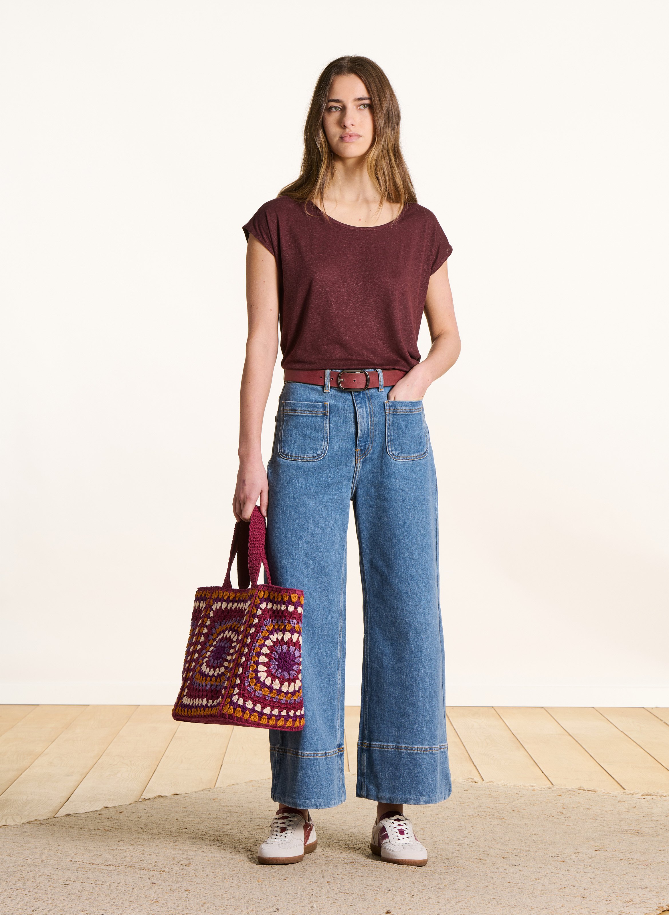 Oversized T-shirt met ronde hals LA FEE MARABOUTEE Bruin