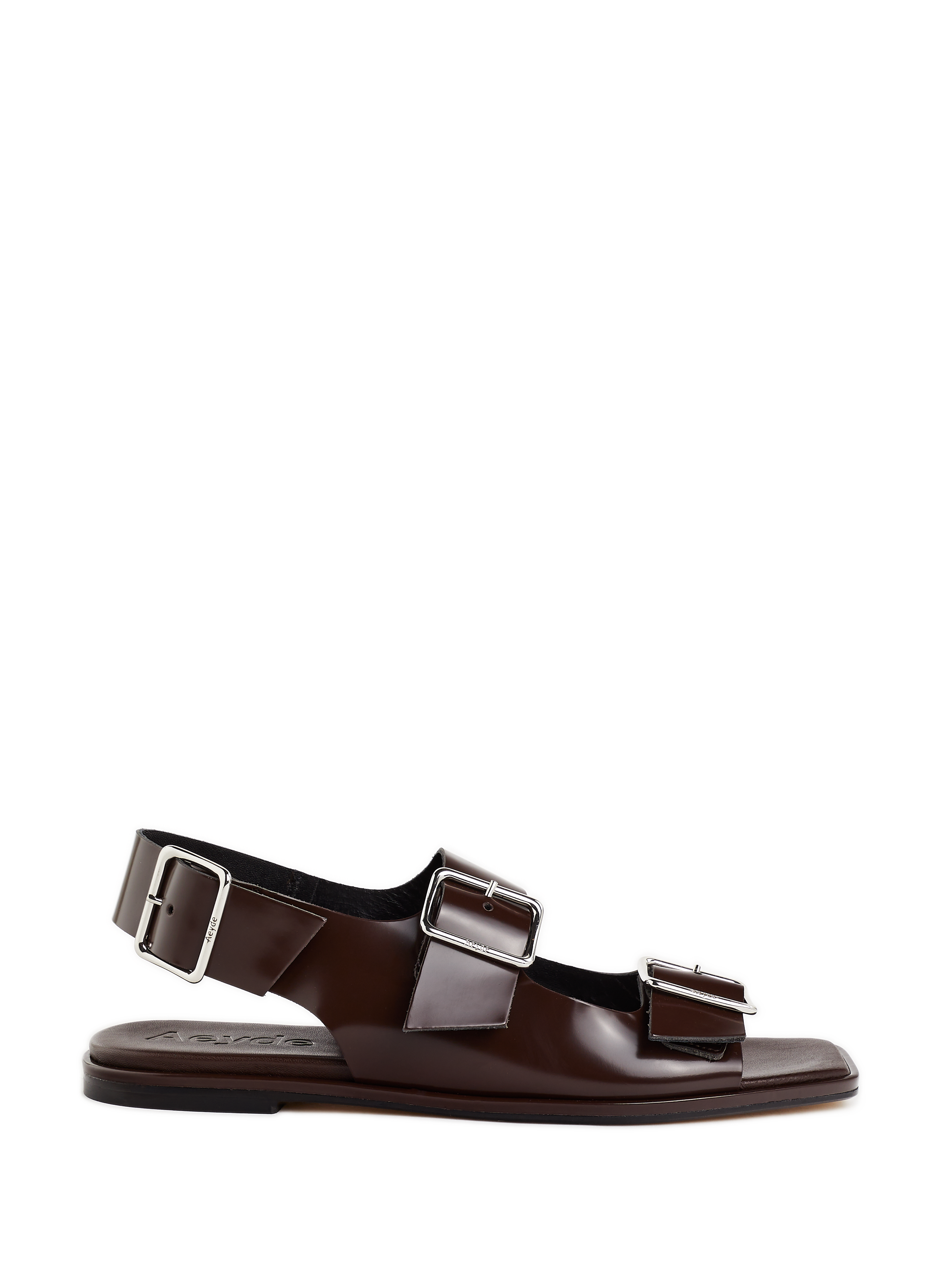 AEYDE Flat leather sandals Brown