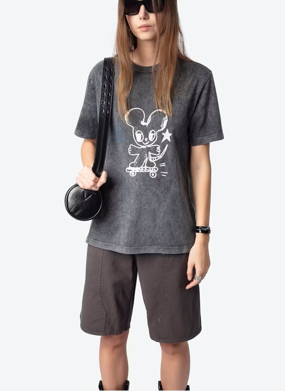Tee-shirt droit en coton sérigraphié edwin Gris by ZADIG&VOLTAIRE ZADIG&VOLTAIRE Tee-shirt droit en coton sérigraphié edwin Gris