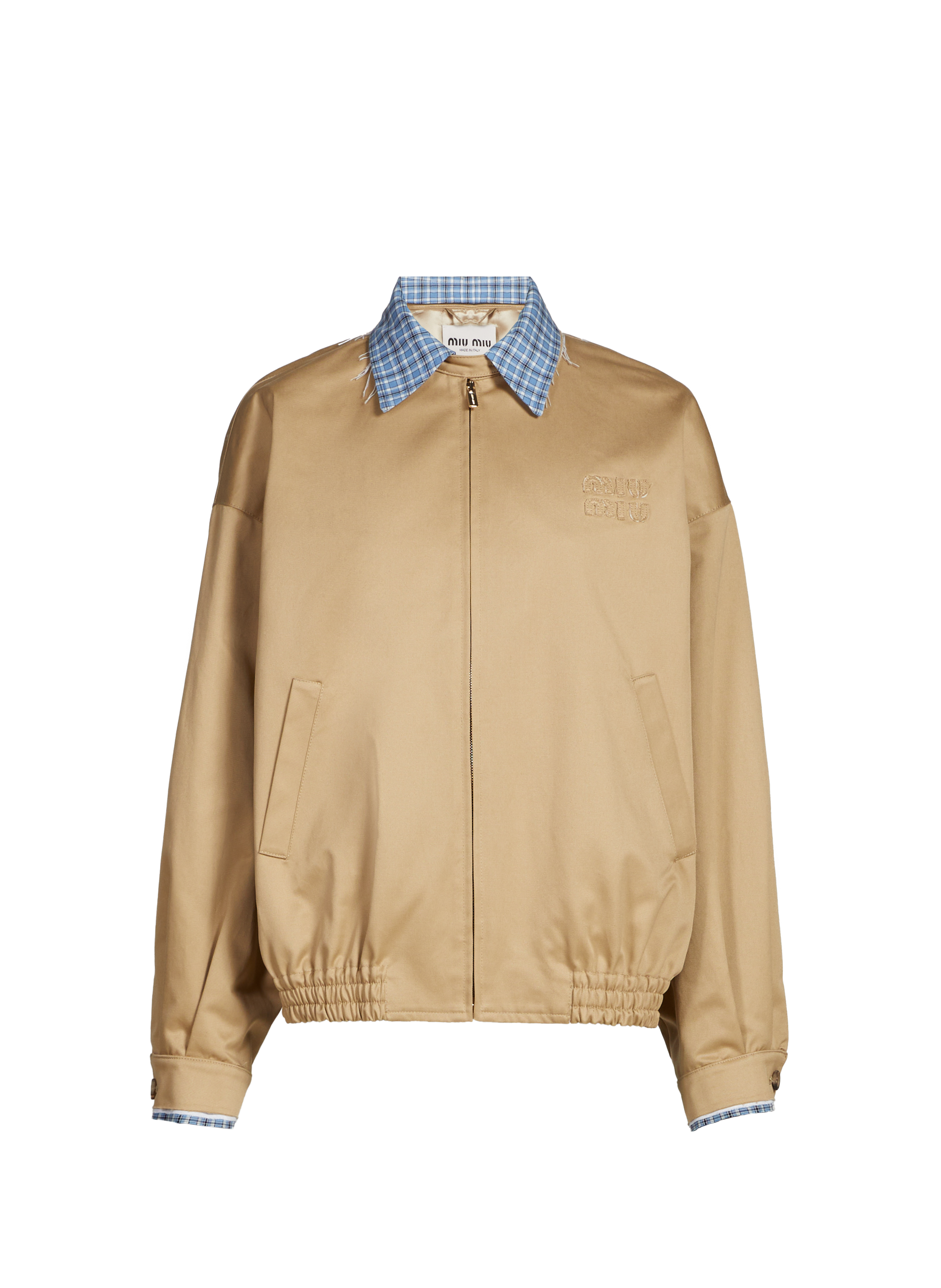 Veste droite double col en coton MIU MIU Beige