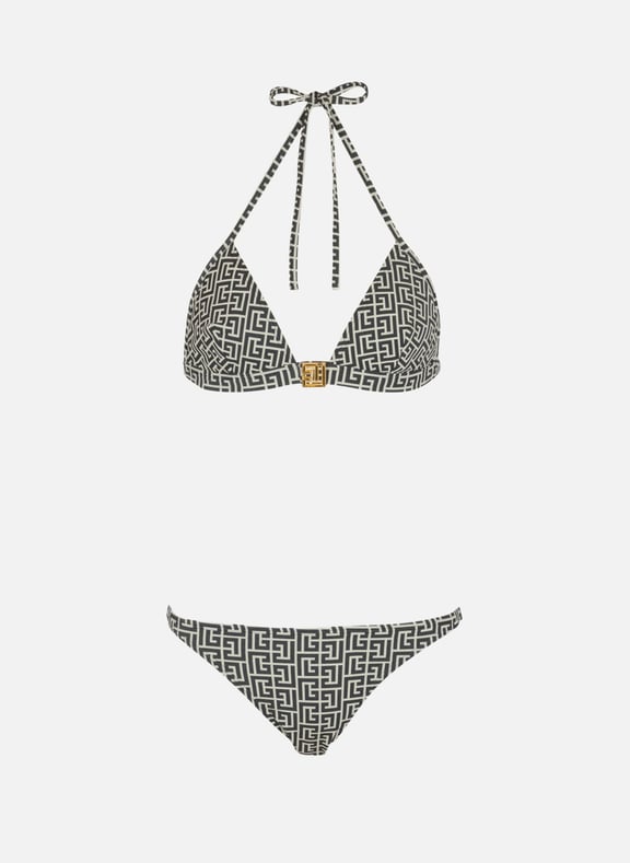 Maillot de bain deux pièces à monogramme pblabyrinthe Noir by BALMAIN BALMAIN Maillot de bain deux pièces à monogramme pblabyrinthe Noir